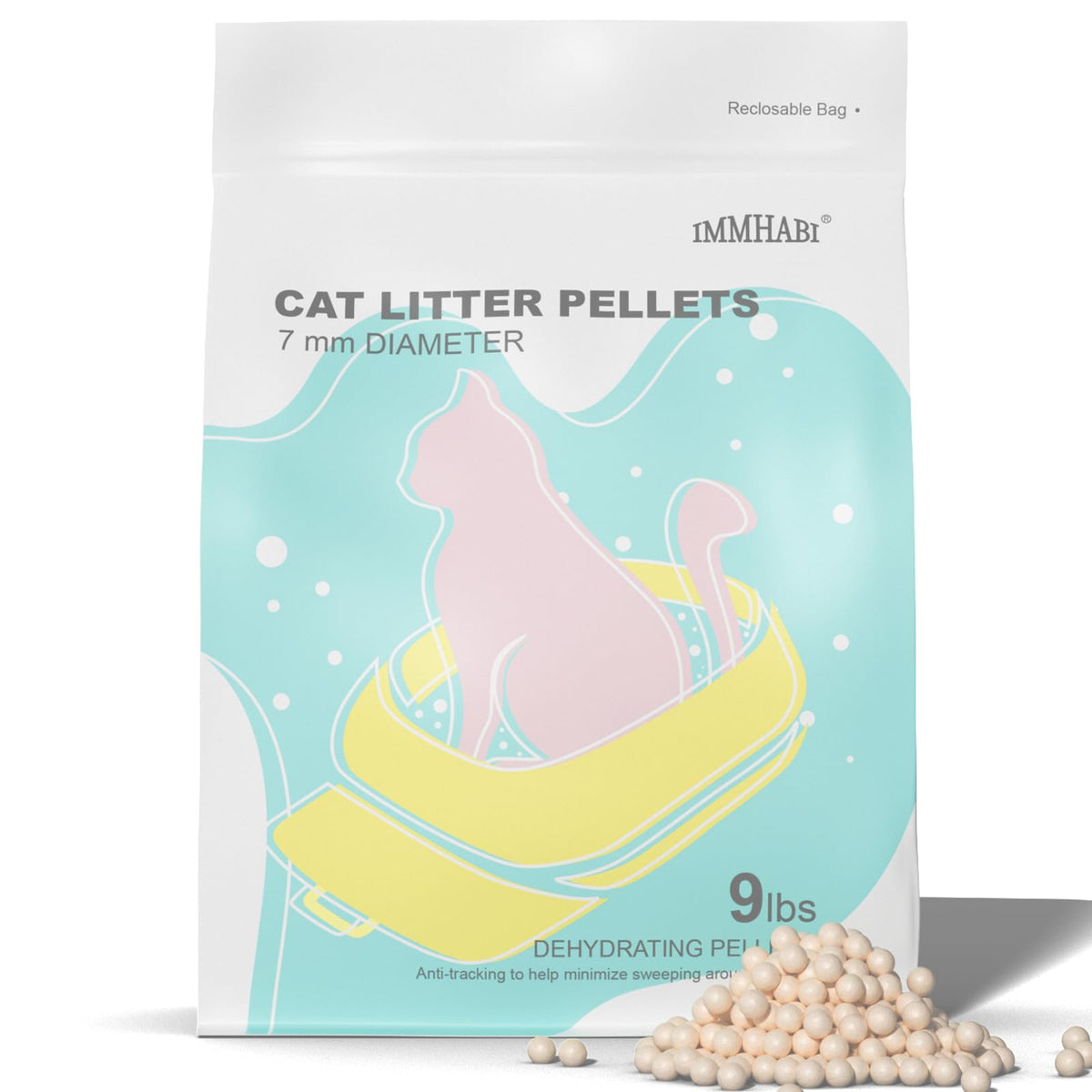 IMMHABI generic cat litter pellets refill in a 9 lb bag for dual-layer boxes to reduce tracking