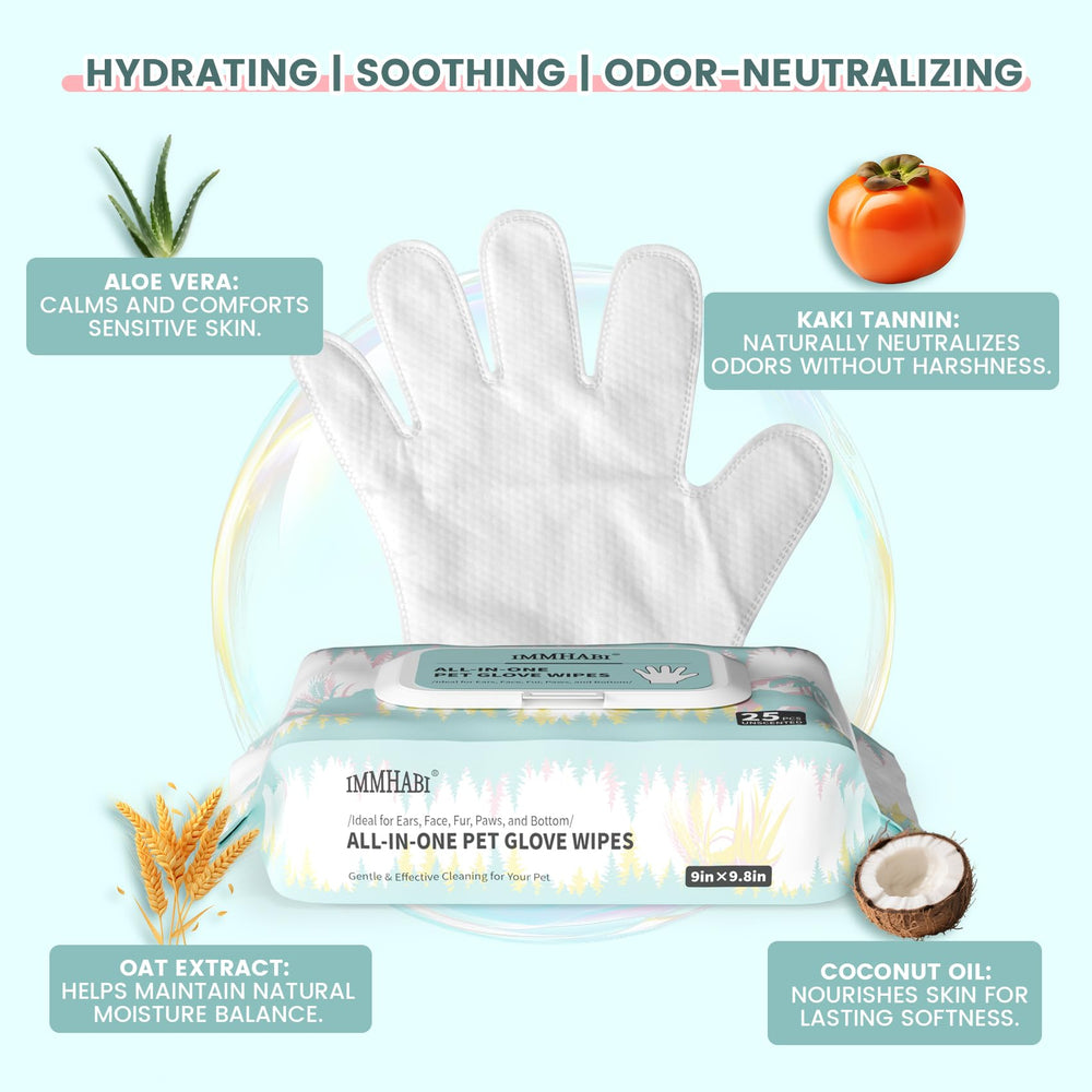 IMMHABI dog and cat coat care wipe cleans and nourishes fur.