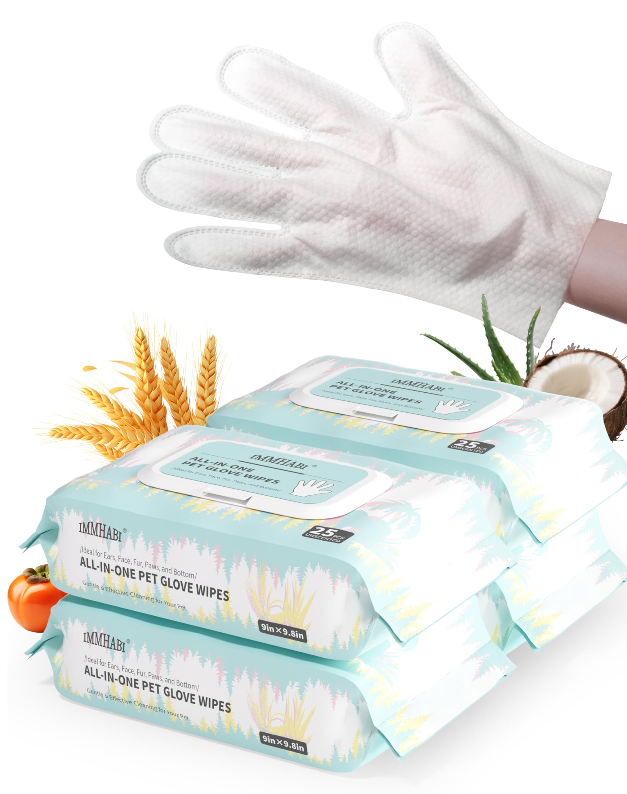 IMMHABI Pet Glove Wipes 100-pack front view for quick post-walk touch-ups.