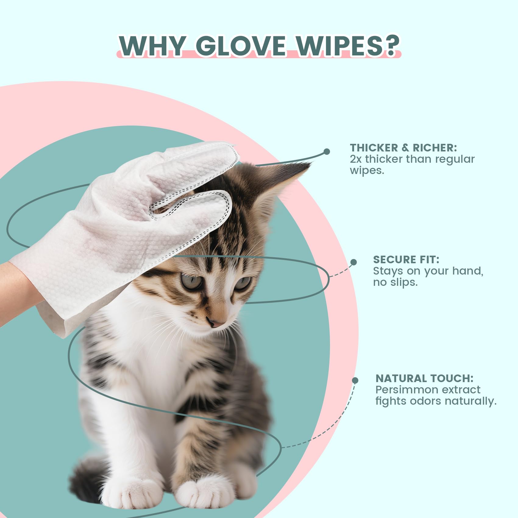 IMMHABI Pet Glove Wipes ear-cleaning action ideal for gentle ear care.