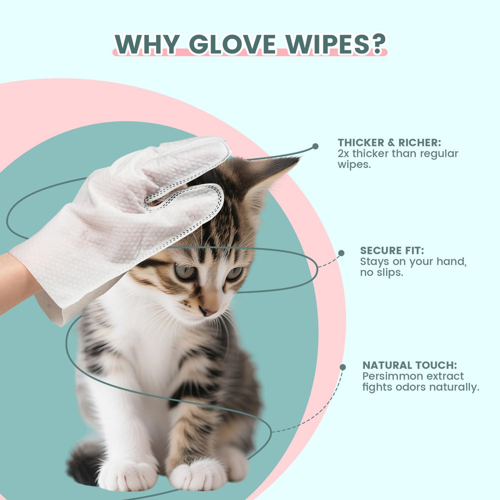 IMMHABI Pet Glove Wipes ear-cleaning action ideal for gentle ear care.