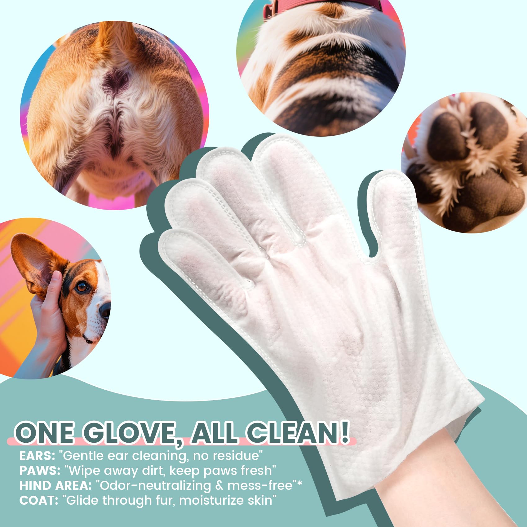 IMMHABI Pet Glove Wipes packaged set is travel-friendly for on-the-go cleanups.