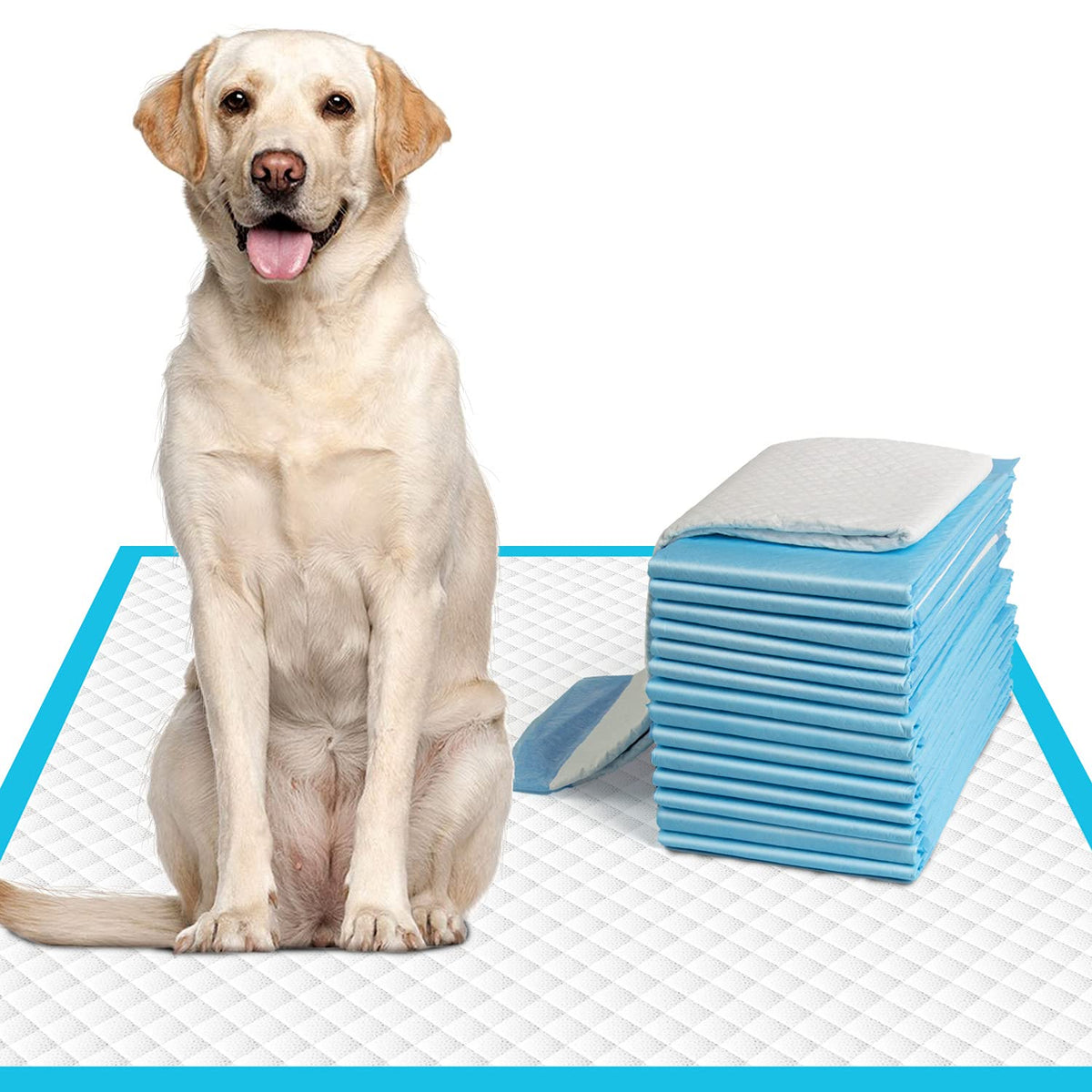 IMMCUTE dog pee pad XL 28x34 pack open, ready-to-use training surface for puppies.