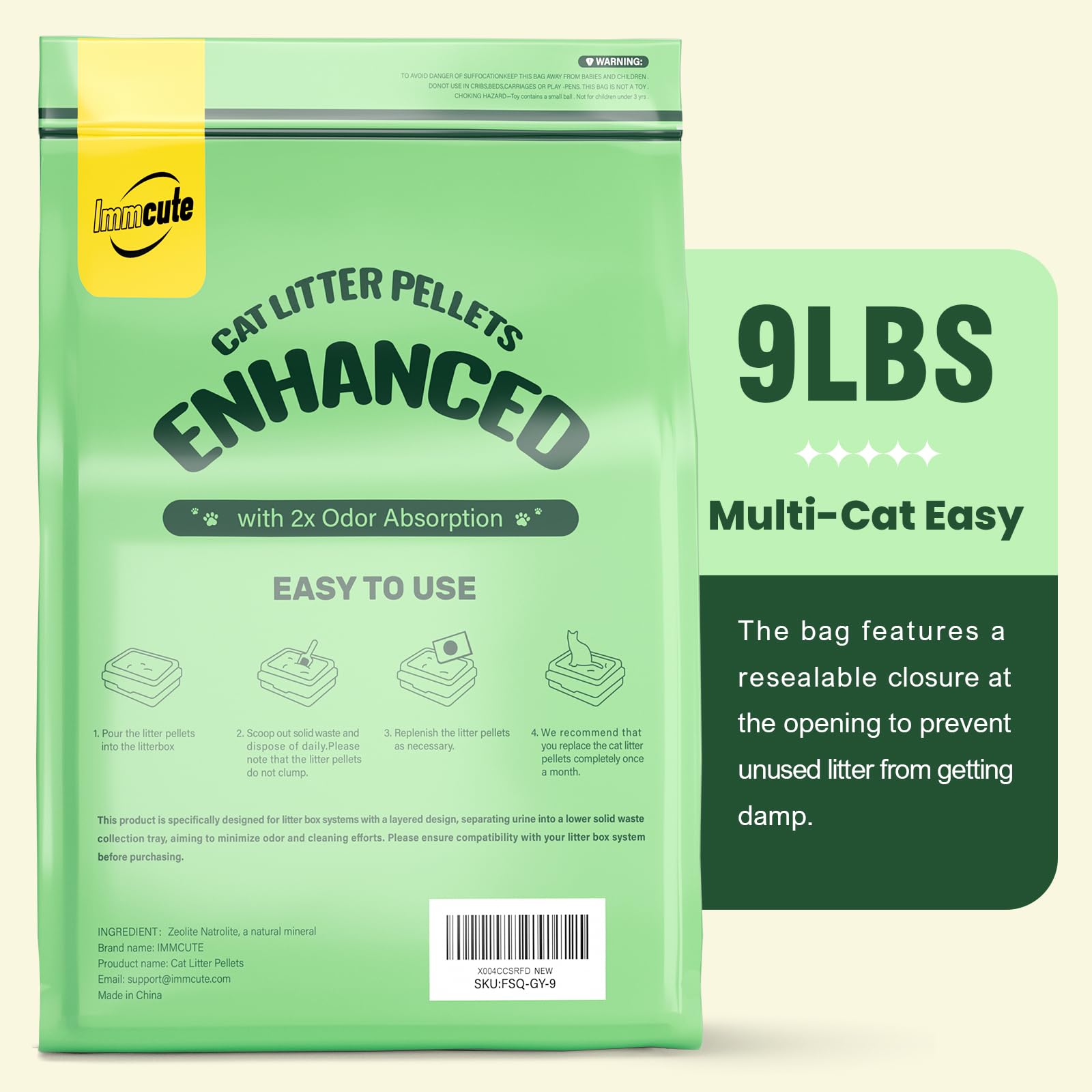 IMMCUTE paw-friendly pellets offer comfortable littering for cats of all ages.