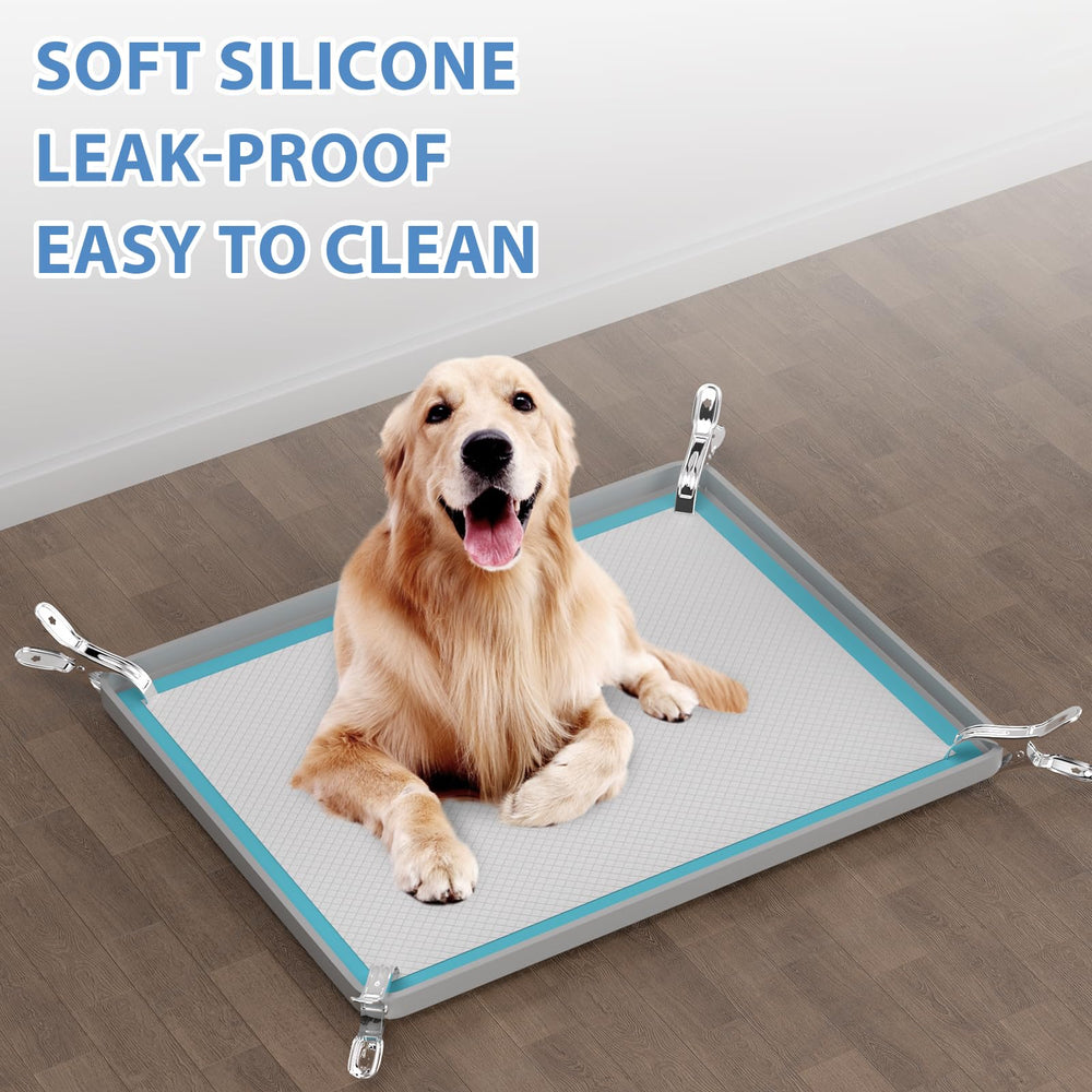IMMCUTE pee pad holder non-slip base reduces movement during pets' busy moments.