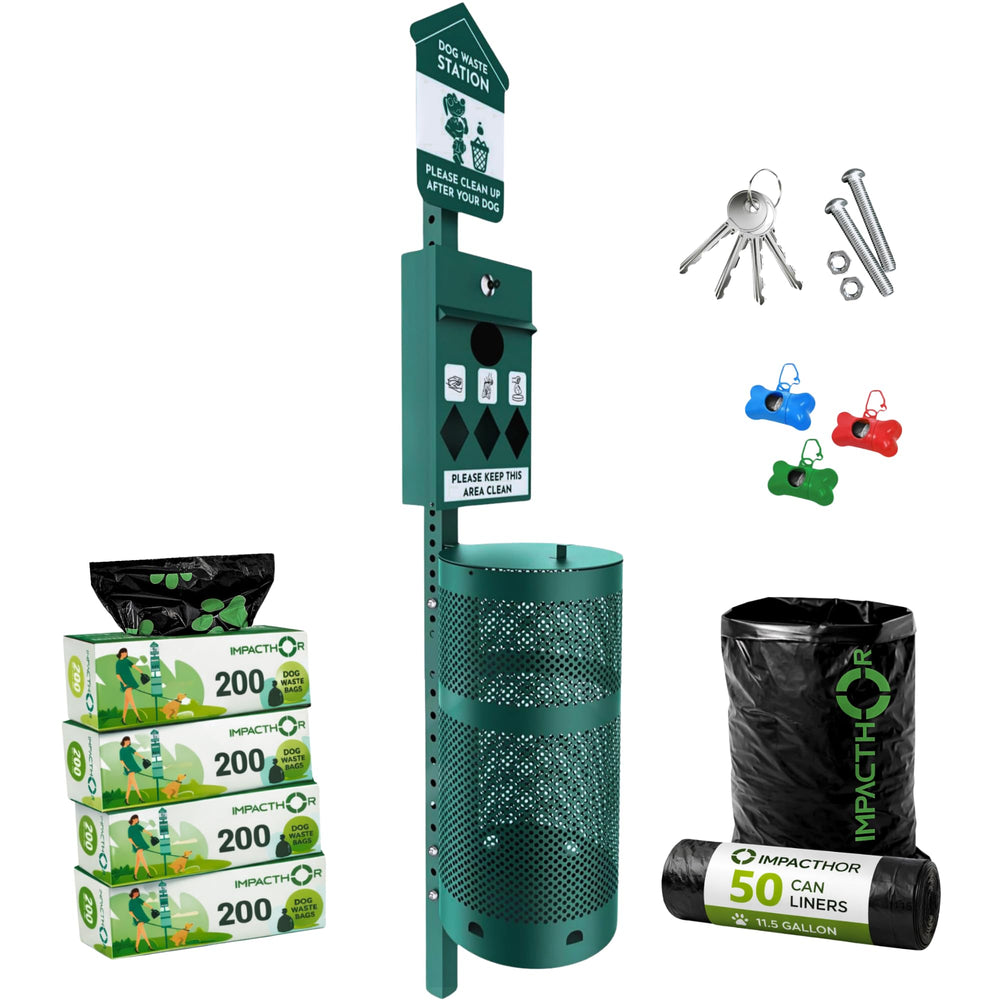 IMPACTHOR dog waste station with 4-hole design keeps parks clean and organized