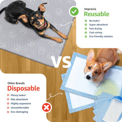 IMPROVIA leakproof dog pad blocking spills from reaching floors.