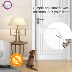 In hand transparent scratch shield on a door blends with decor