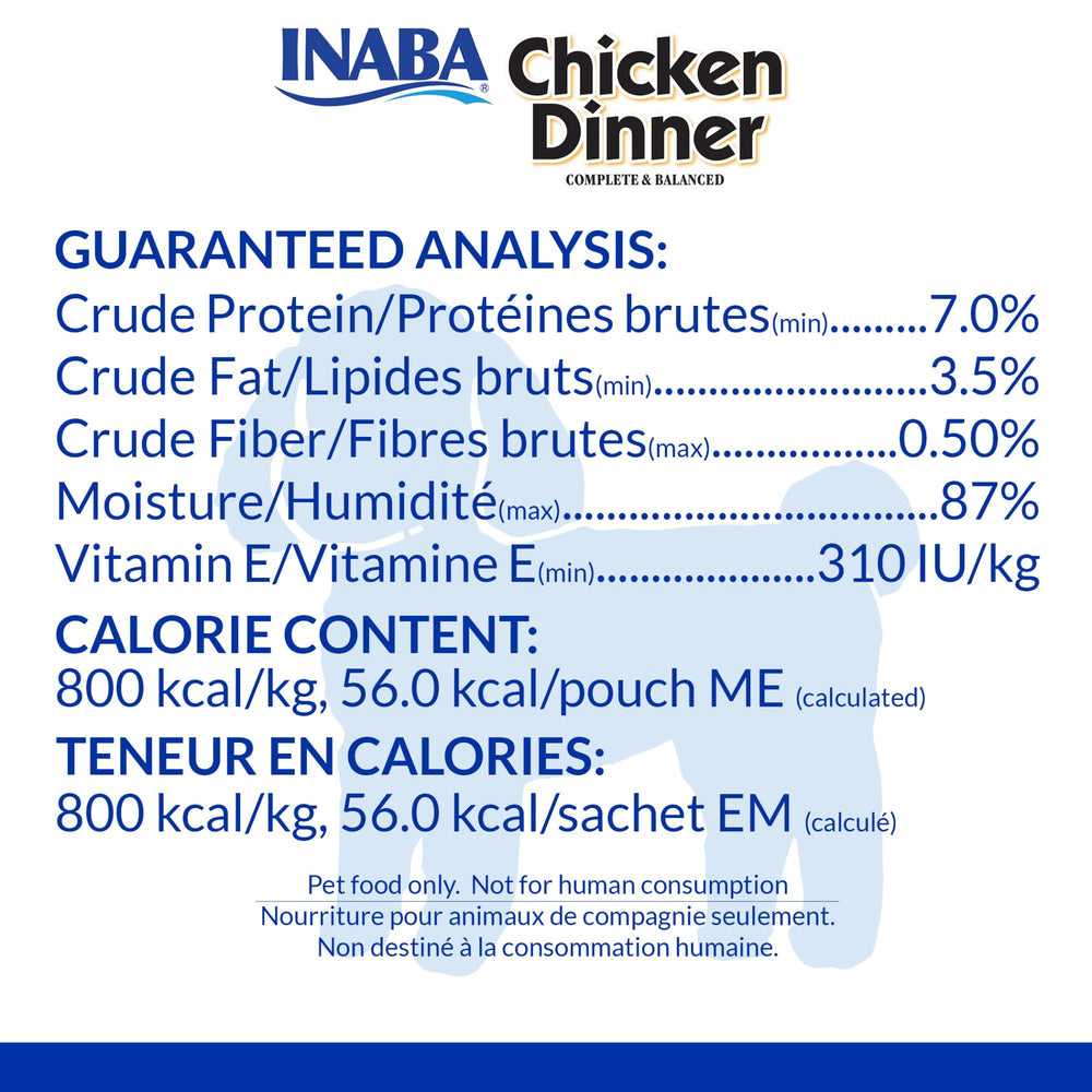 INABA Chicken Dinner variety pack front view showing flavors