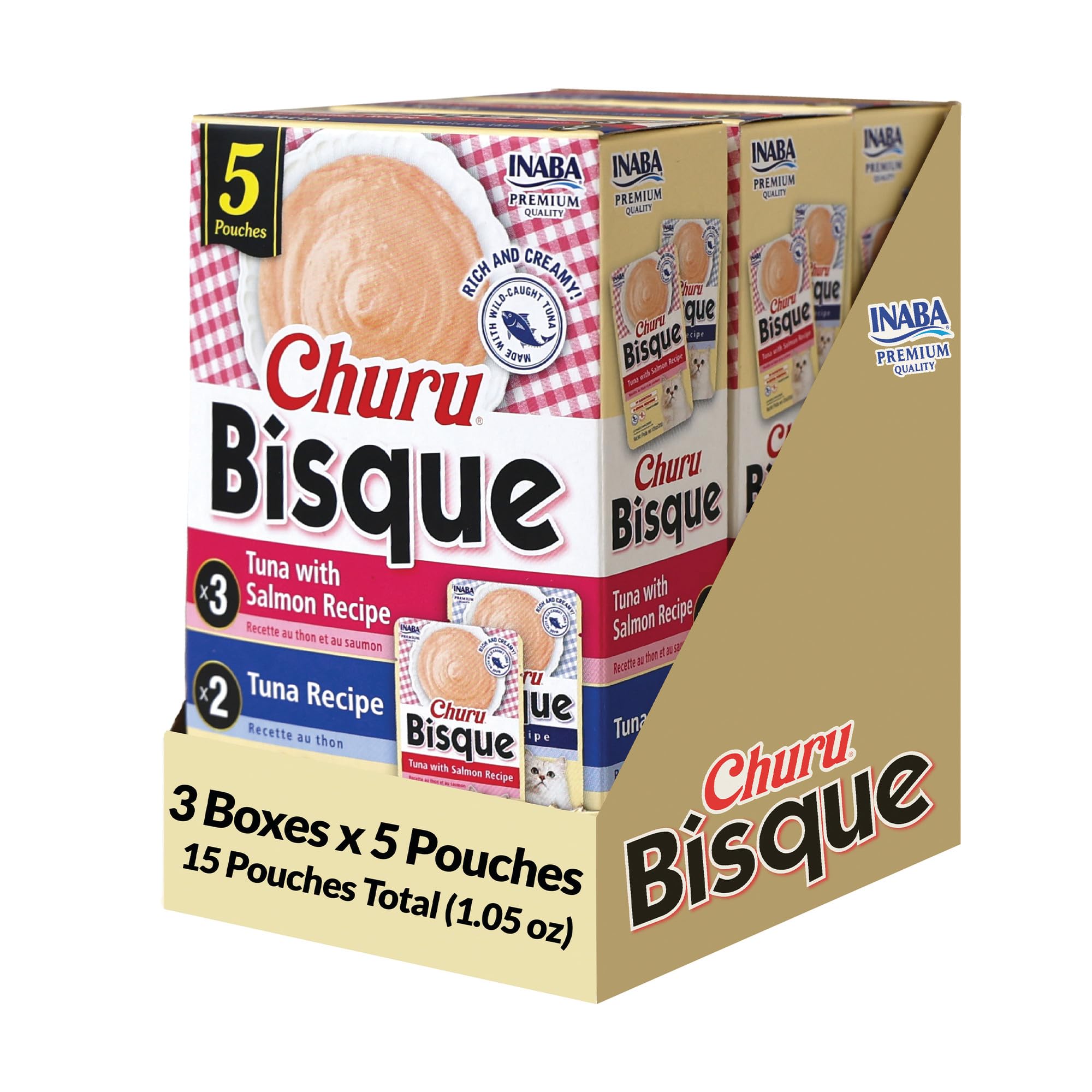 INABA Churu Bisque cat tuna pouch close-up showing creamy texture