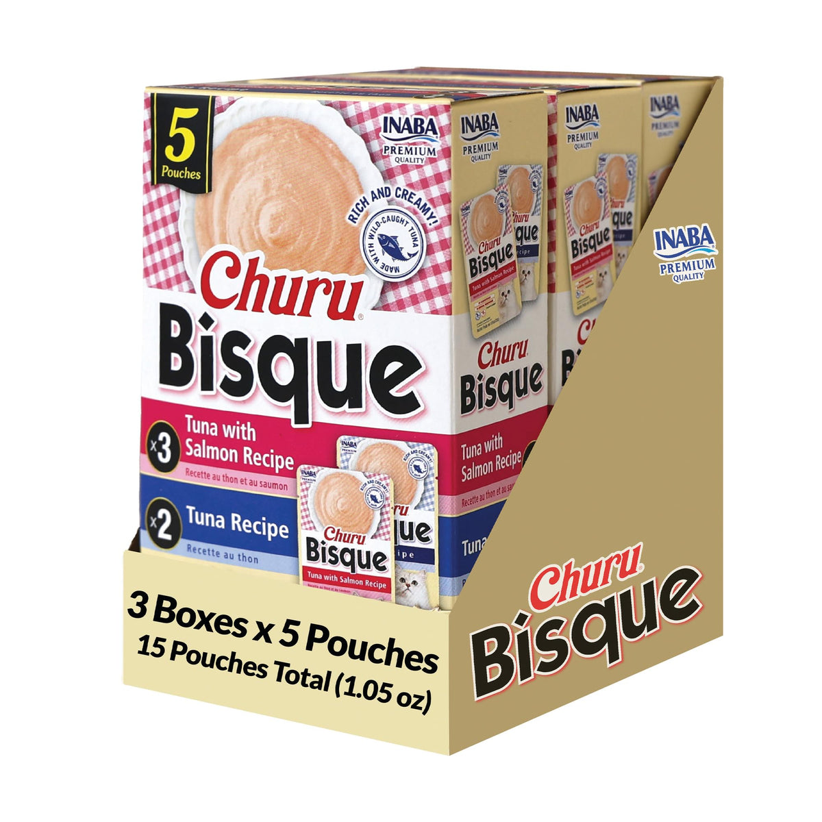 INABA Churu Bisque cat tuna pouch close-up showing creamy texture