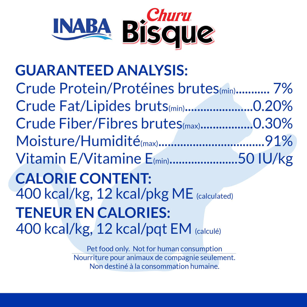 INABA Churu Bisque Vitamin E pouch; enriched nutrition for immune support.