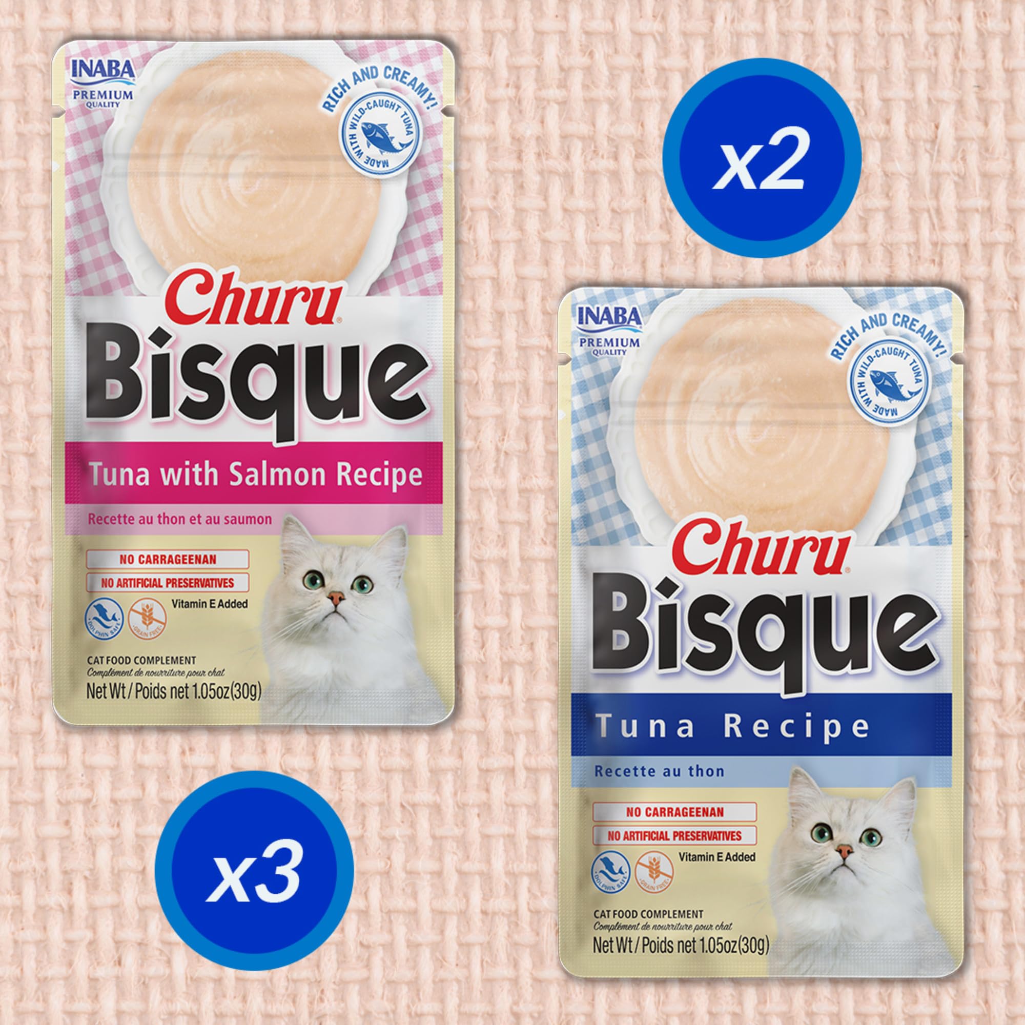 INABA Churu Bisque Vitamin E note supports immune health