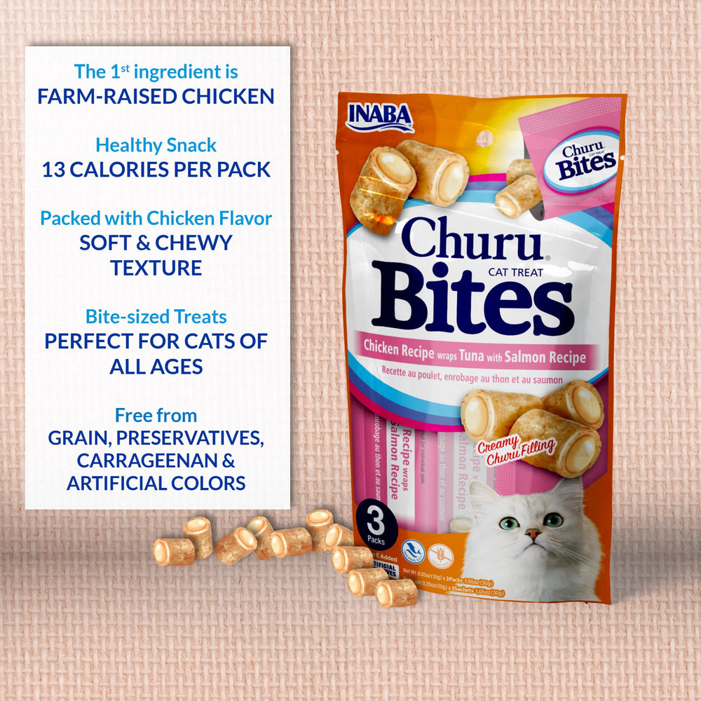Inaba Churu Bites cat treats handed to cat for easy feeding.