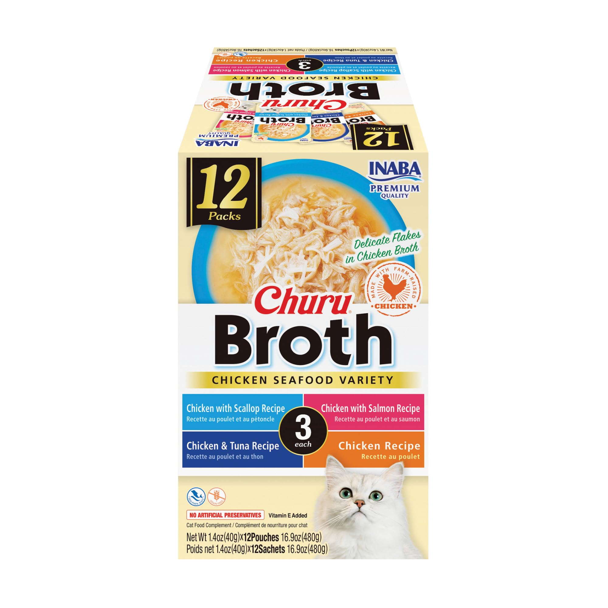 INABA Churu Broth with chicken and tuna in a pouch ready to top meals