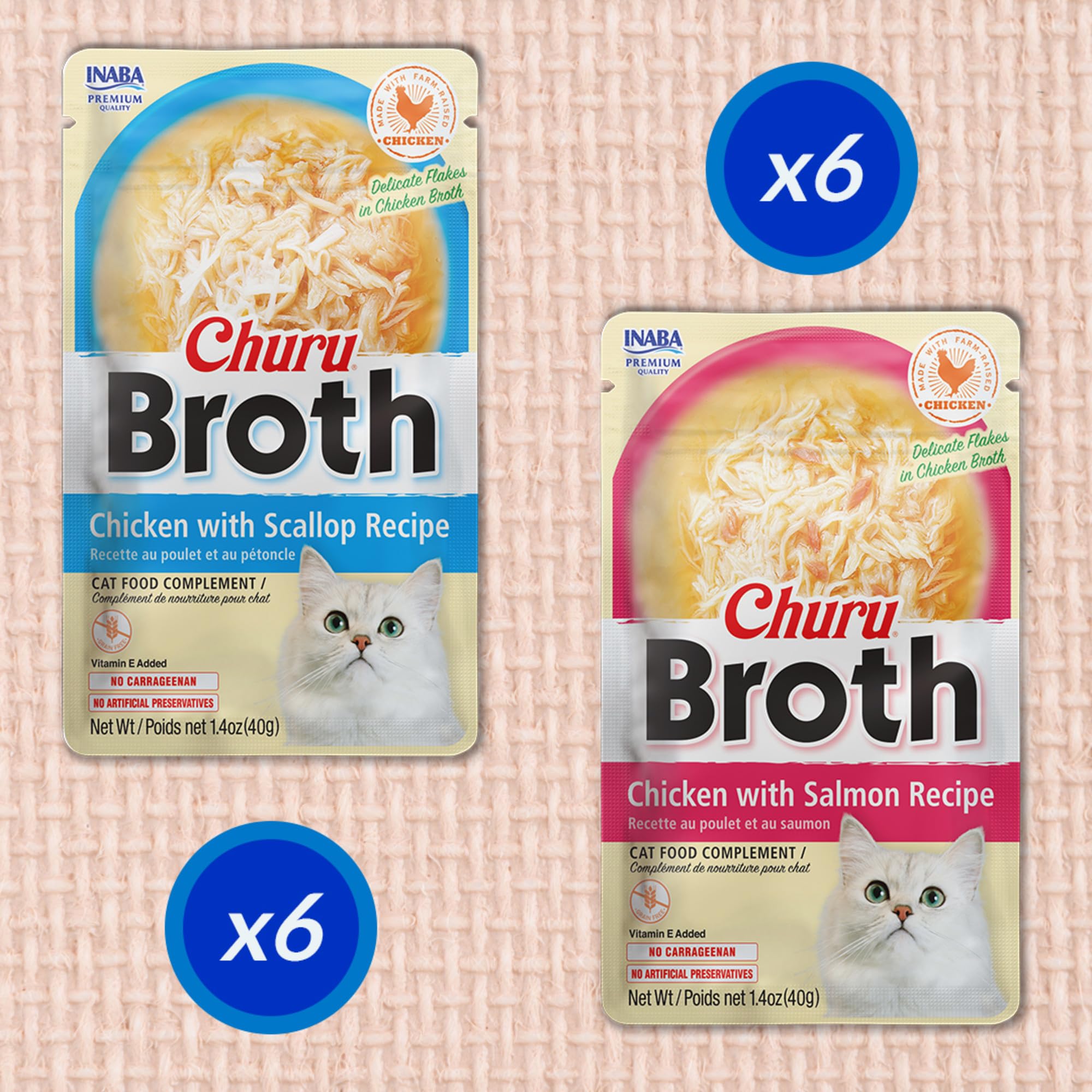 INABA Churu broth provides hydration with 90 percent moisture per pouch.