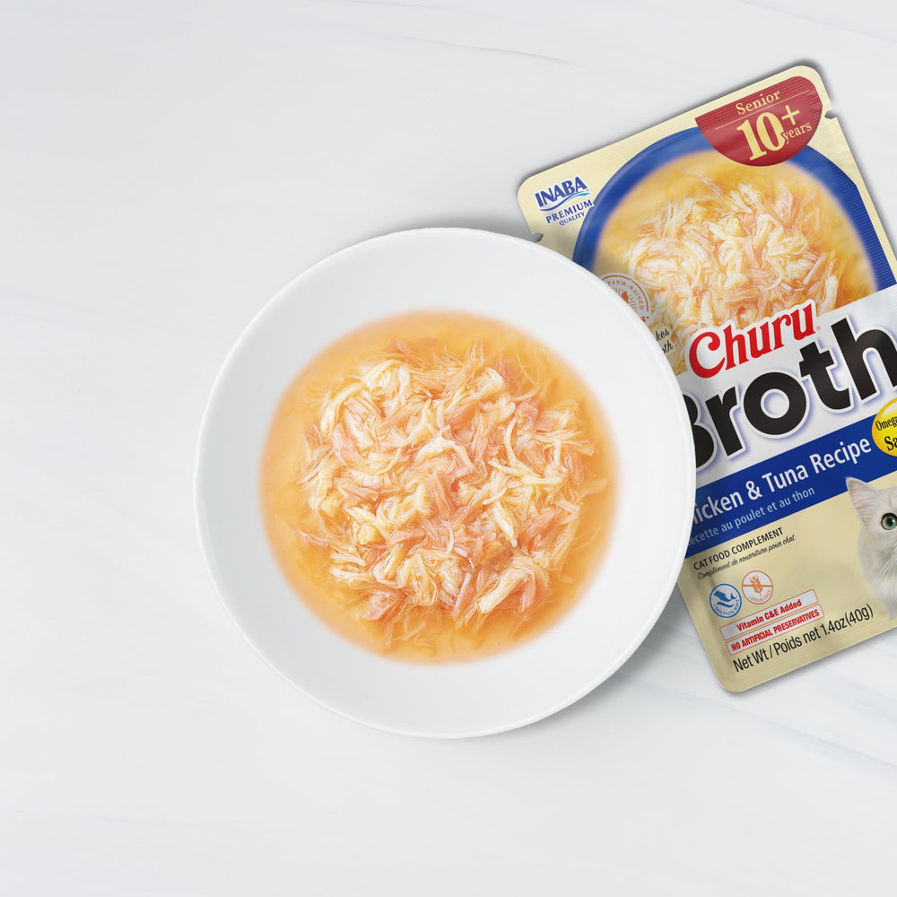 INABA Churu Broth Senior 10+ grain-free and preservative-free formula