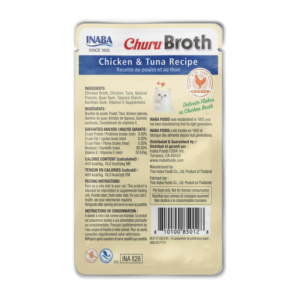 INABA Churu Broth Topper serving shown as a meal complement for cats.