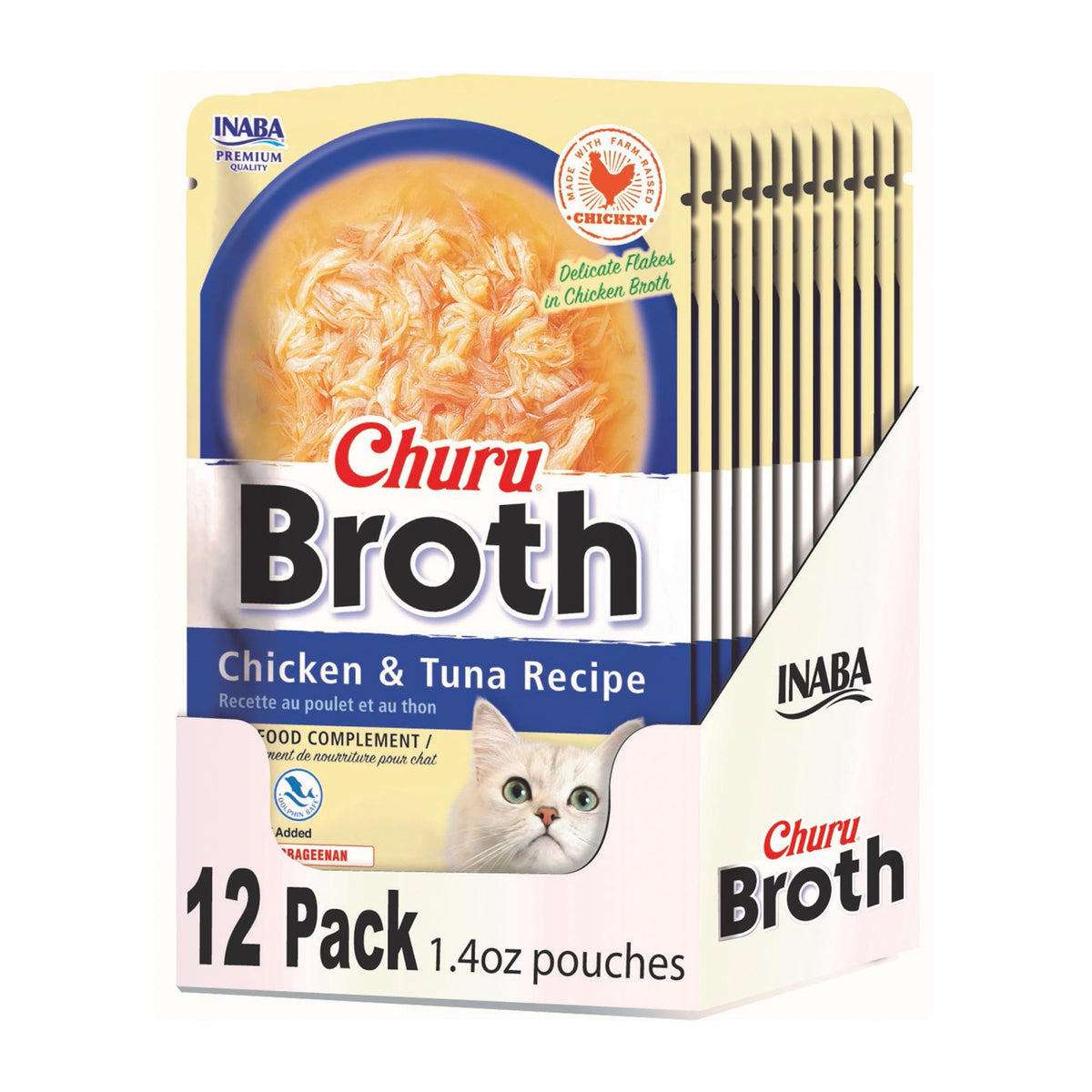 INABA Churu Broth Topper cat pouch for convenient serving as a flavorful side dish.