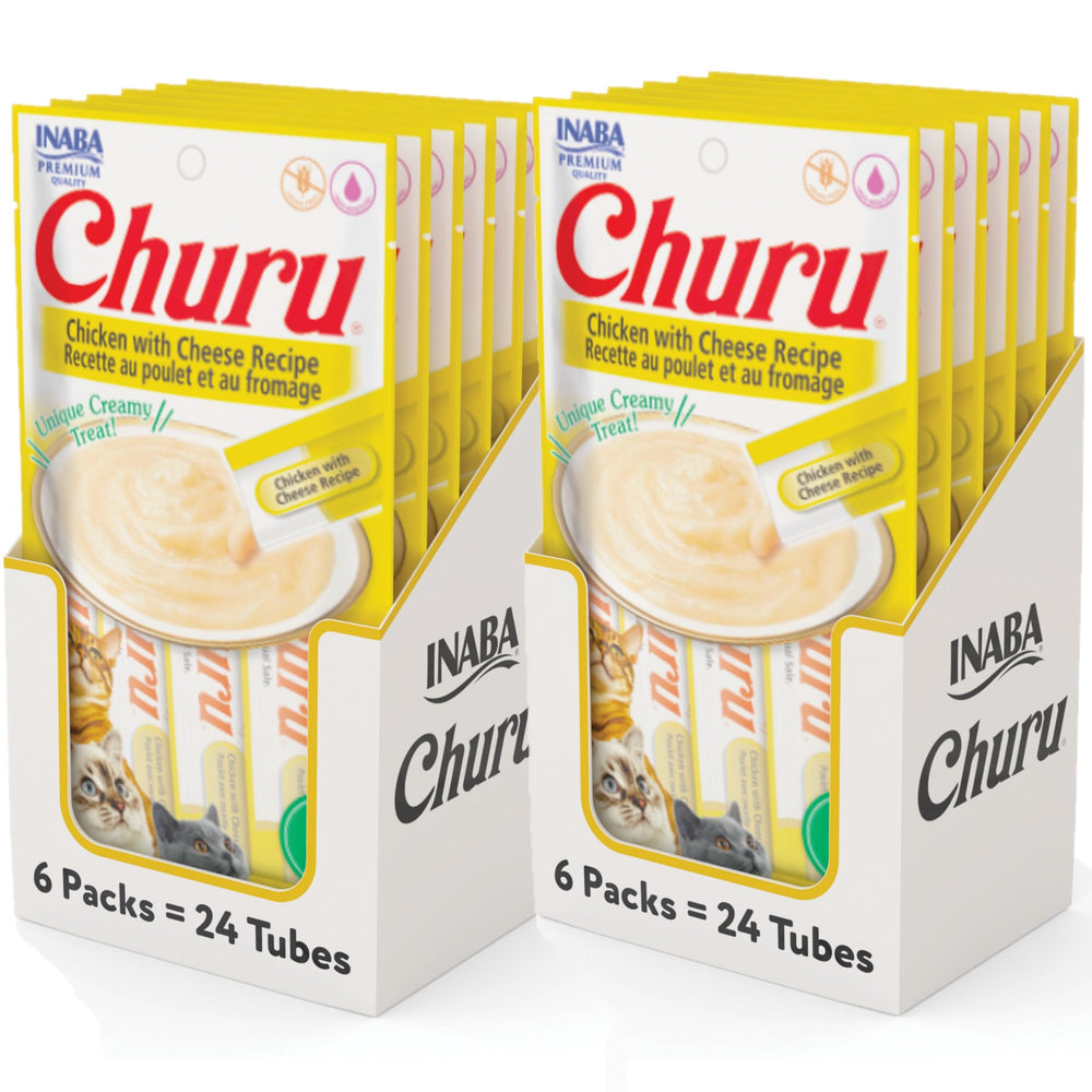 INABA Churu chicken and cheese tube closeup for a hydrating cat treat