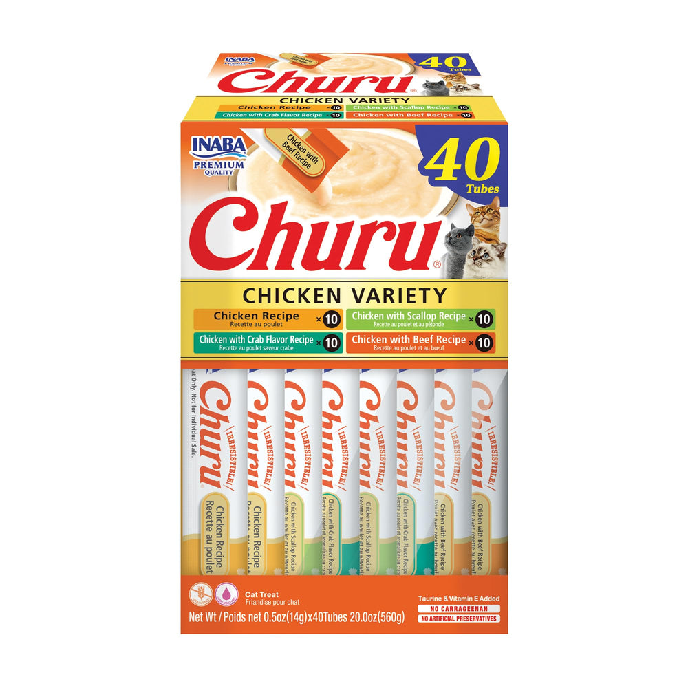 INABA Churu chicken tube close-up for easy hand feeding.