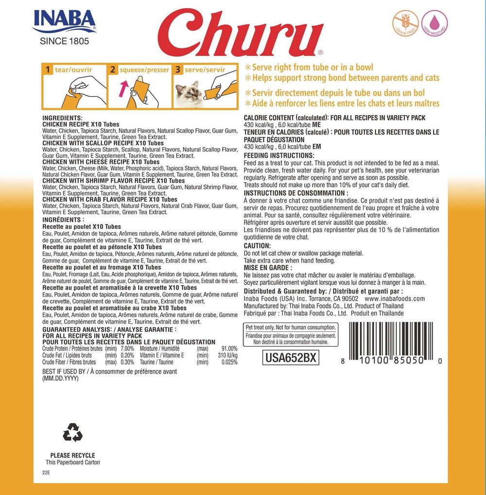 INABA Churu chicken-tube hand-feeding scene shows a bonding, tasty reward.