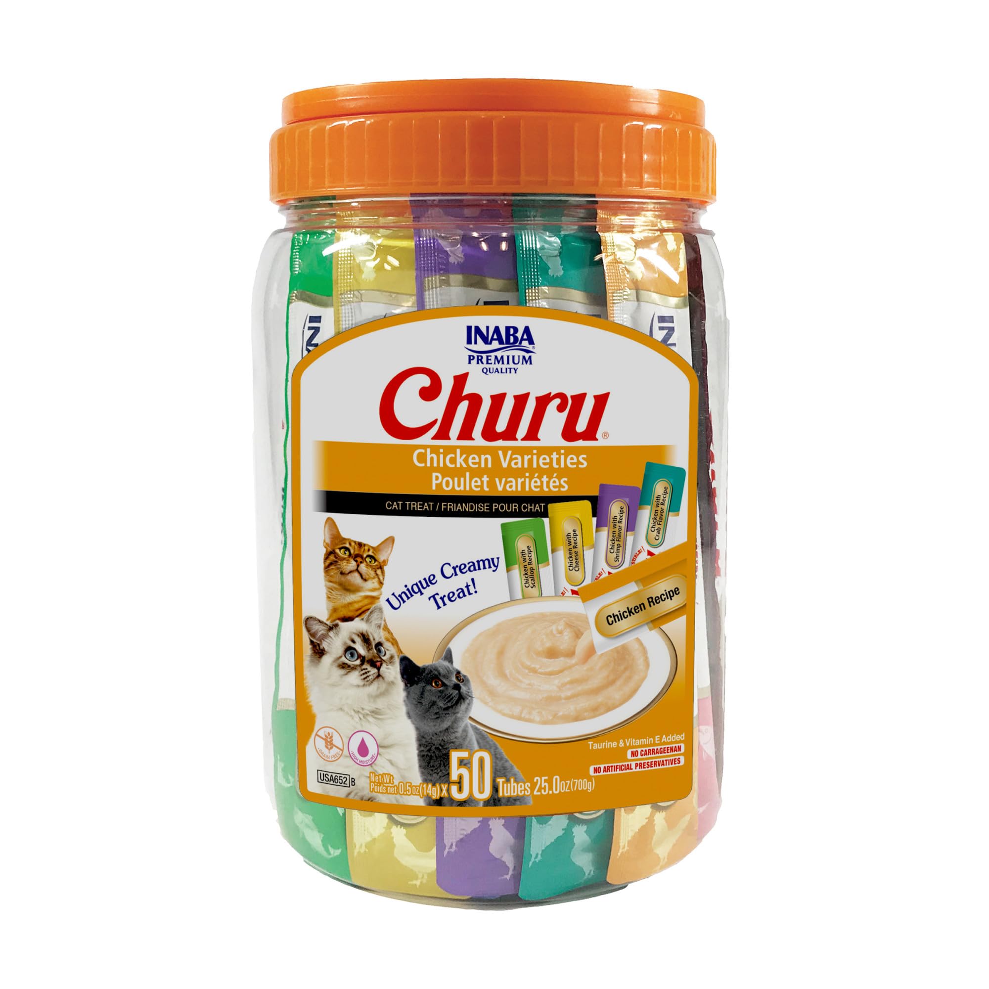 INABA Churu chicken variety tube being hand-fed as a tasty treat