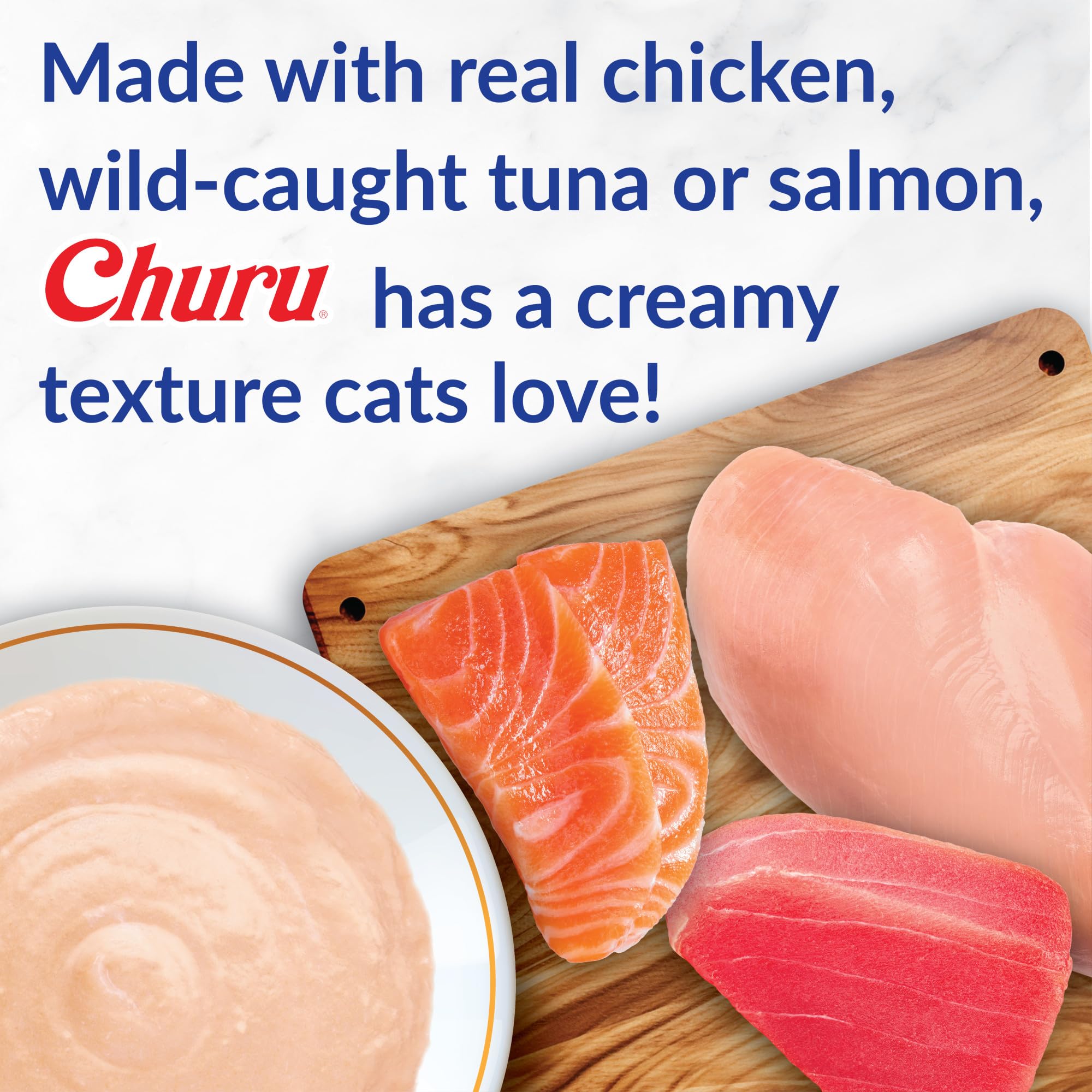 INABA Churu flavor varieties display reveals 19 appealing tastes.