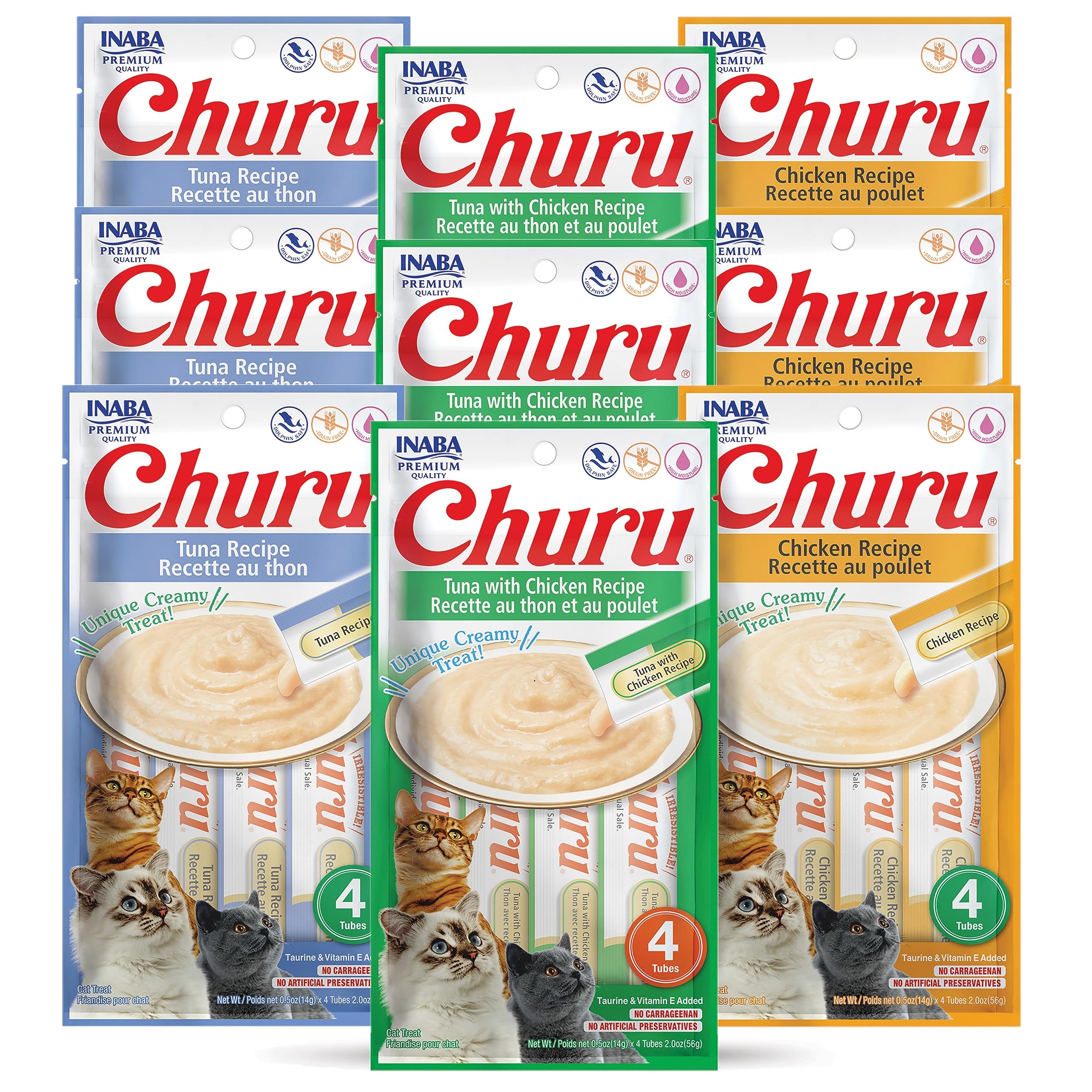 INABA Churu Tuna-Chicken Variety Pack front view for easy cat treats
