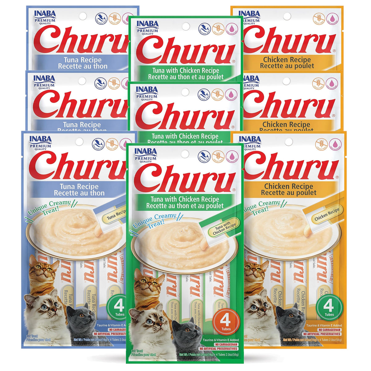 INABA Churu Tuna-Chicken Variety Pack front view for easy cat treats