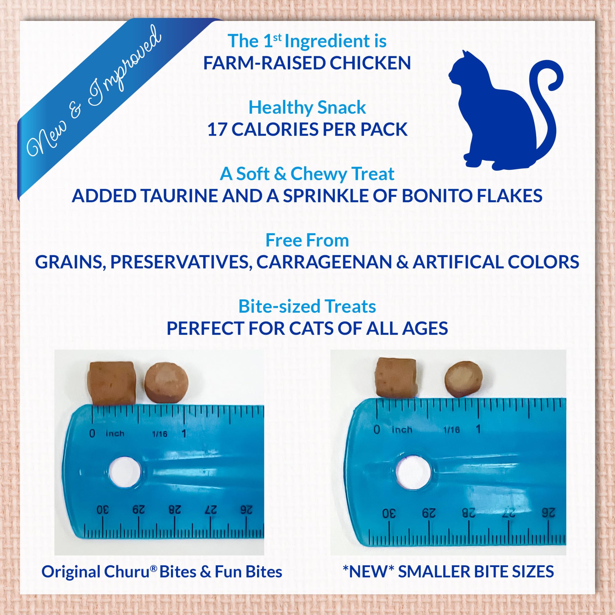INABA cat snack joy with grain-free, low-calorie formula.