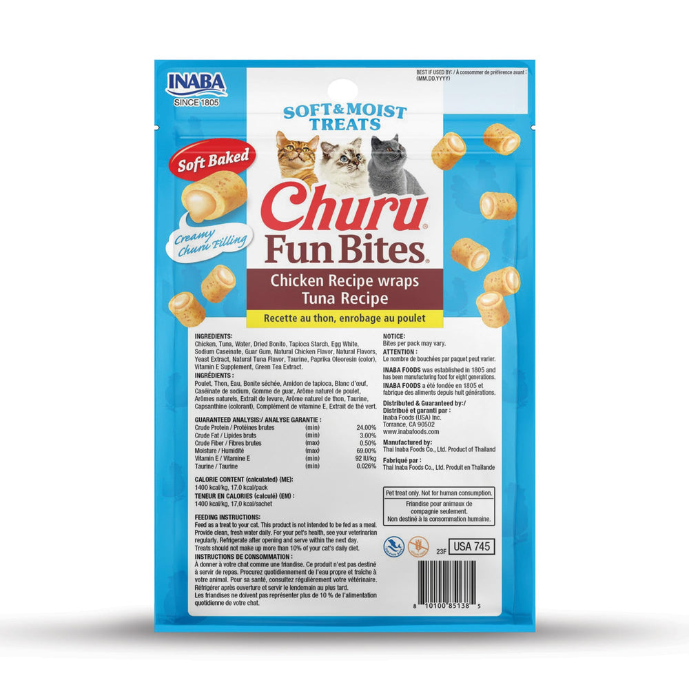 Freshness-sealing packaging of INABA Churu Fun Bites tetra packs