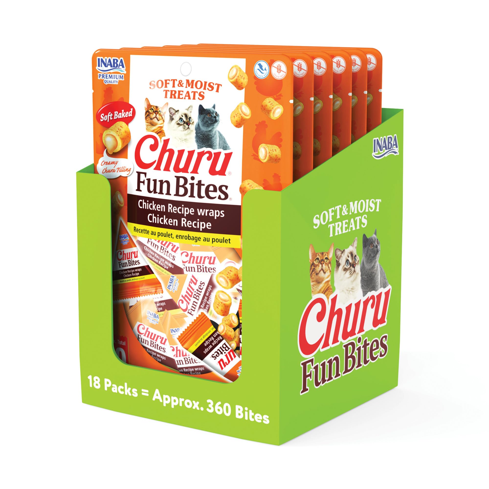 Inaba Churu Fun Bites tetra-pack packaging keeps treats fresh for cats.