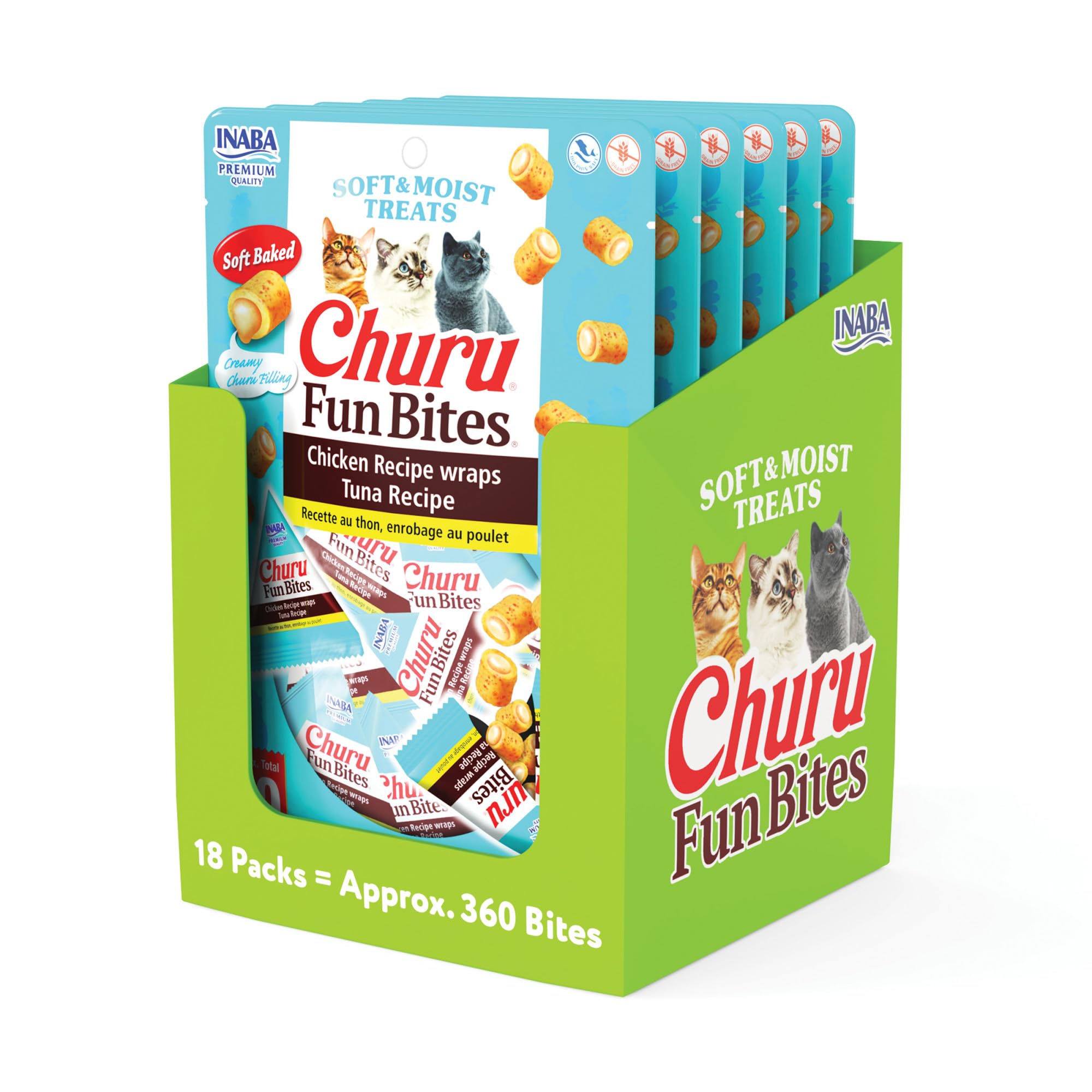 INABA Churu Fun Bites tuna packaging with convenient tetra portions for fresh snacking
