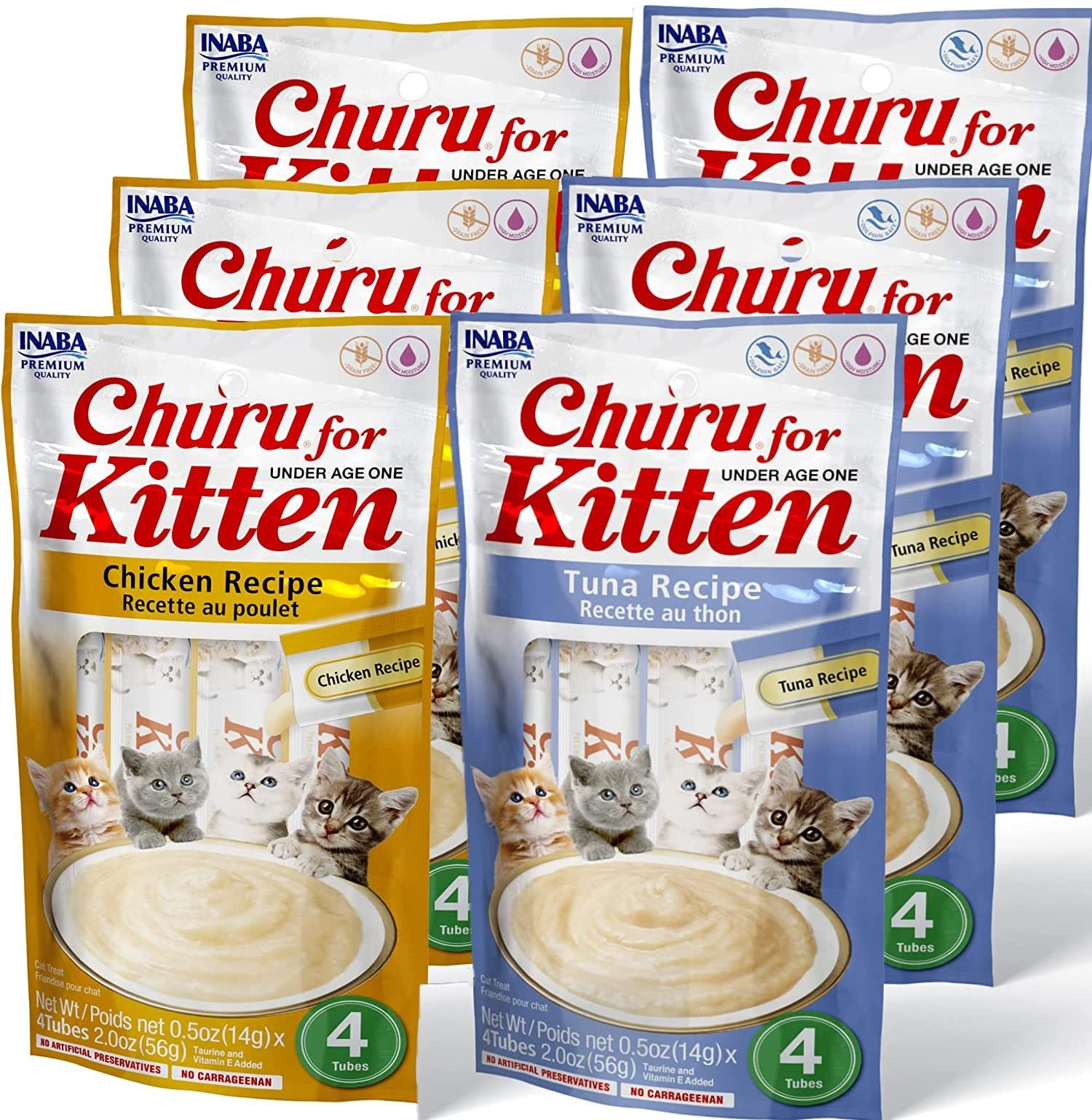 INABA Churu kitten tube close-up shows creamy texture for bonding with your cat.