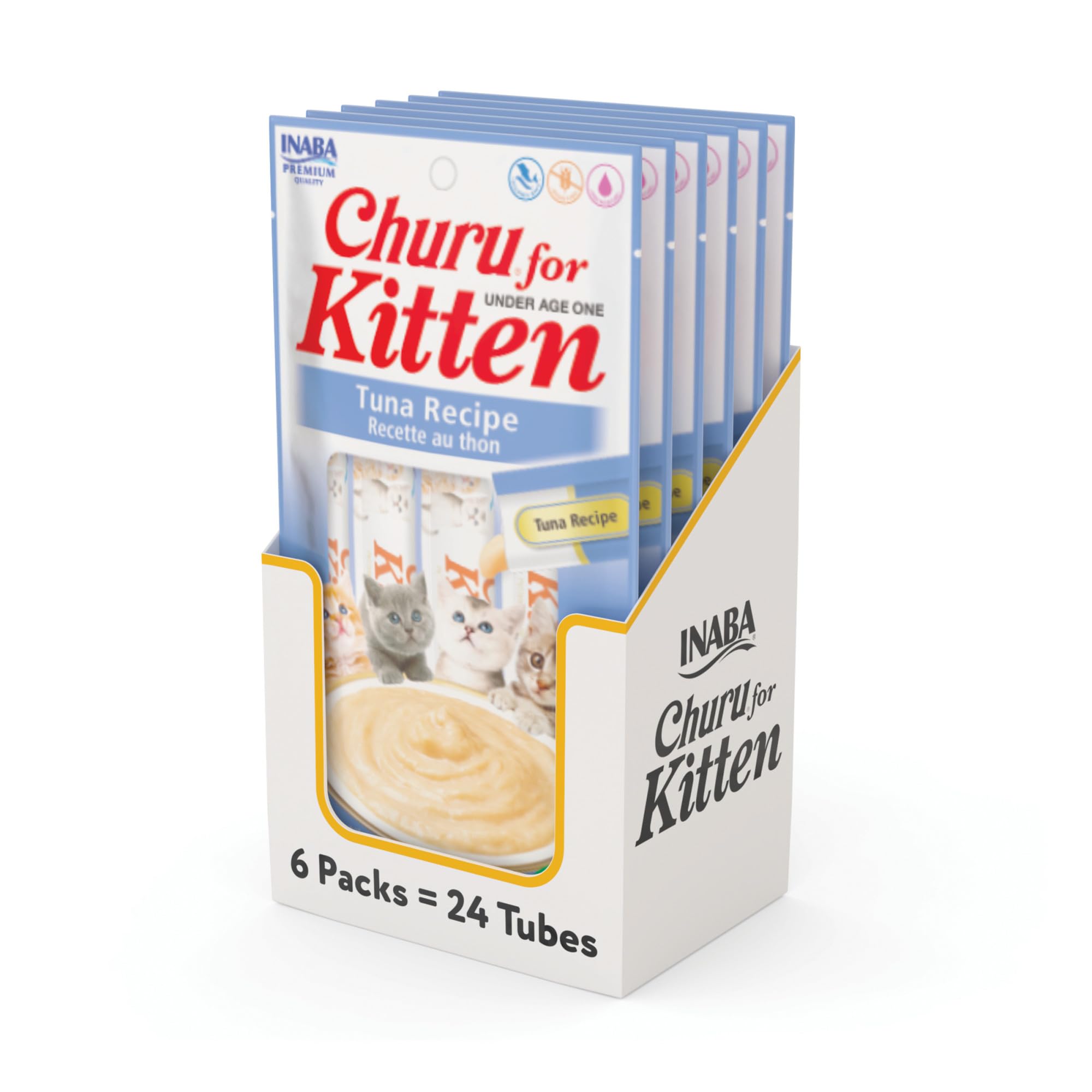 INABA Churu kitten tuna tube closeup with creamy texture for bonding
