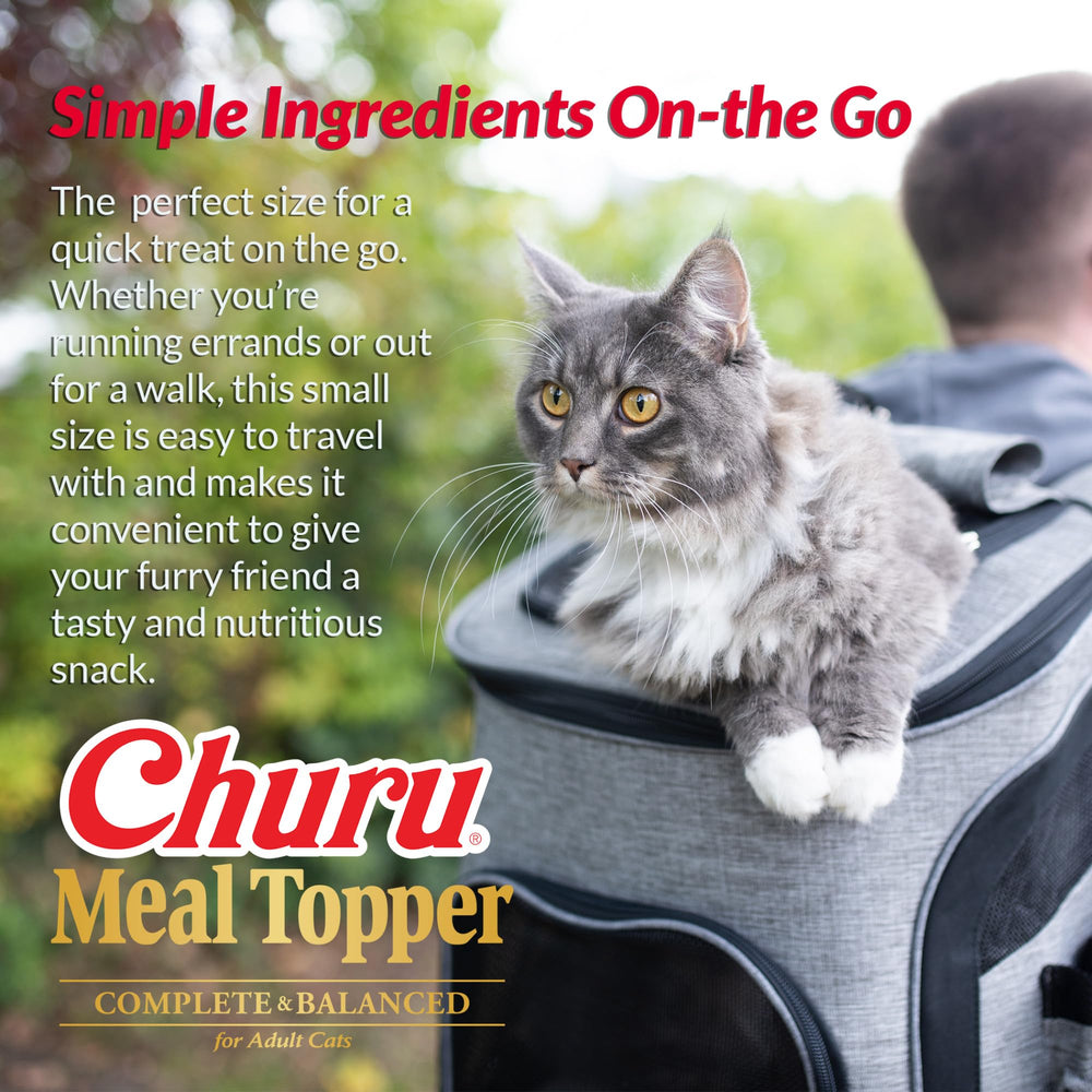 INABA Churu chicken recipe packaging highlights a complete, balanced topper for daily meals.