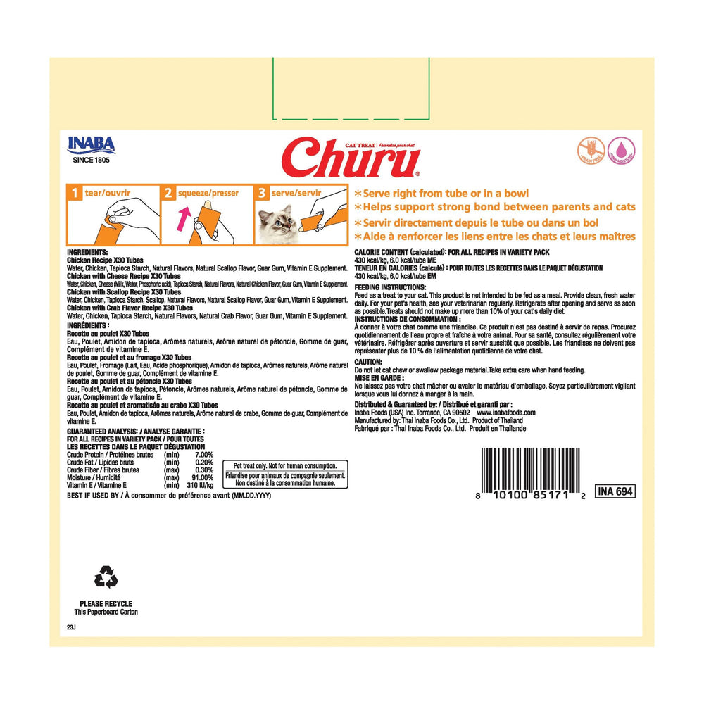 INABA Churu moisture-rich snack stands out for hydration with low calories.