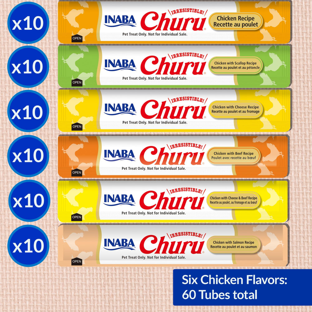INABA Churu multipack box on a kitchen counter.