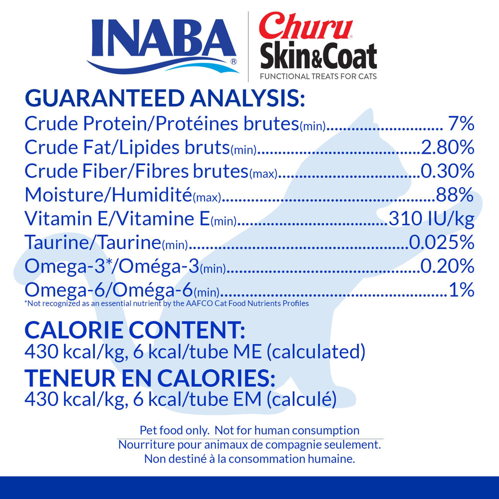 INABA Churu omega-oils tubes highlight fish-oil rich formula for coat care