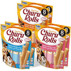 INABA Churu Rolls dog treat pack with three flavors, ideal for training rewards