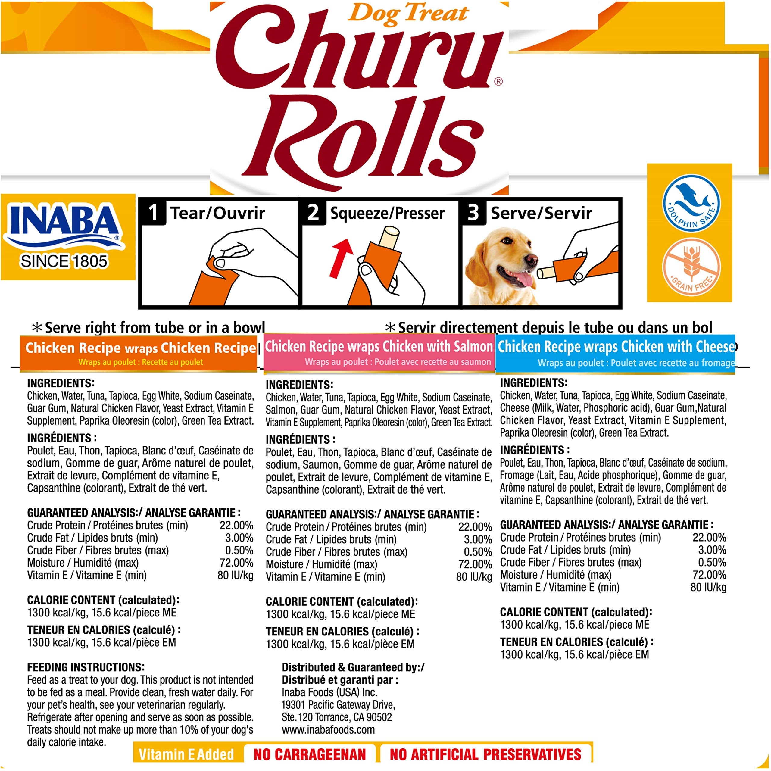 INABA Churu Rolls display churu center filling for interactive feeding.