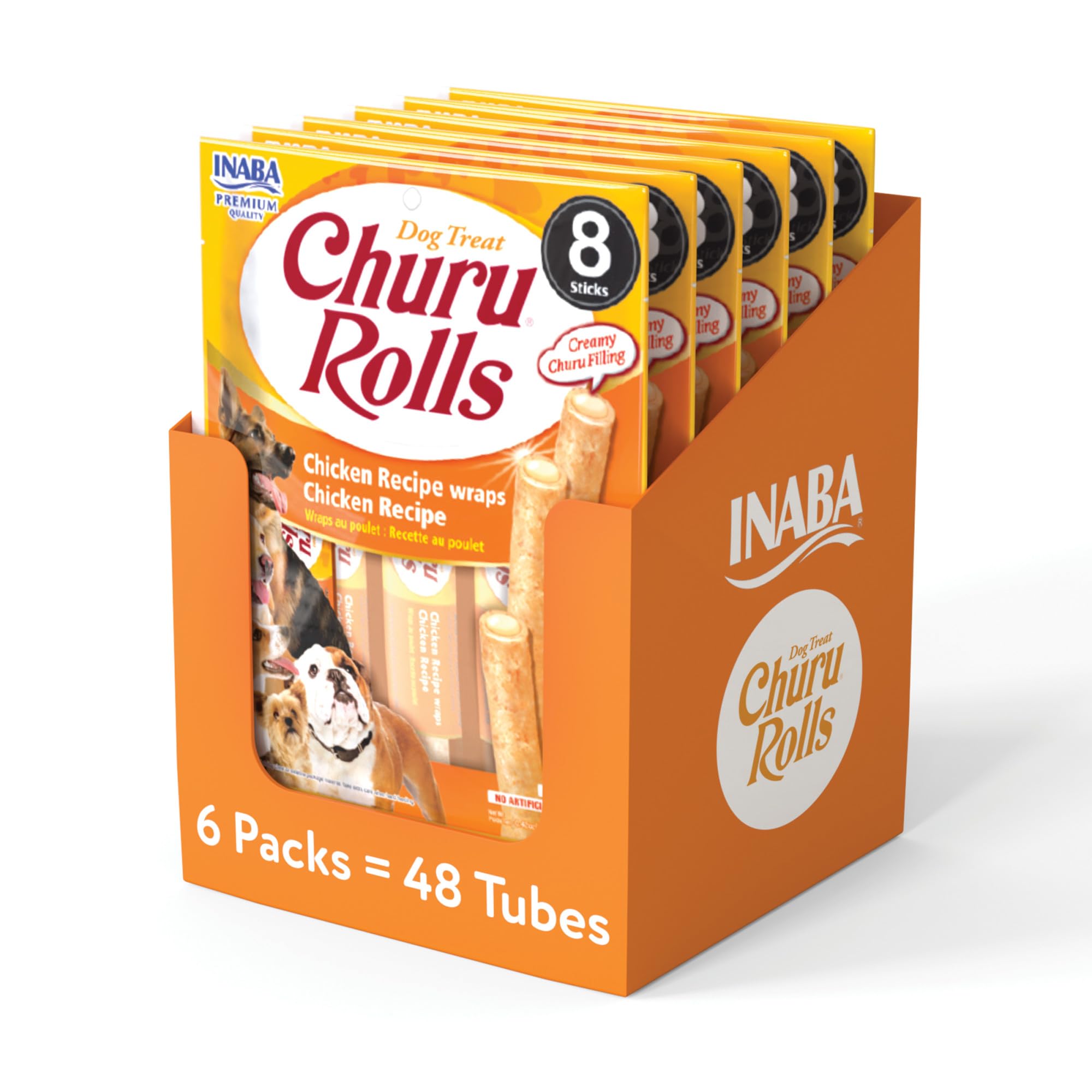 INABA Churu Rolls dog treat: soft outer roll with chicken filling