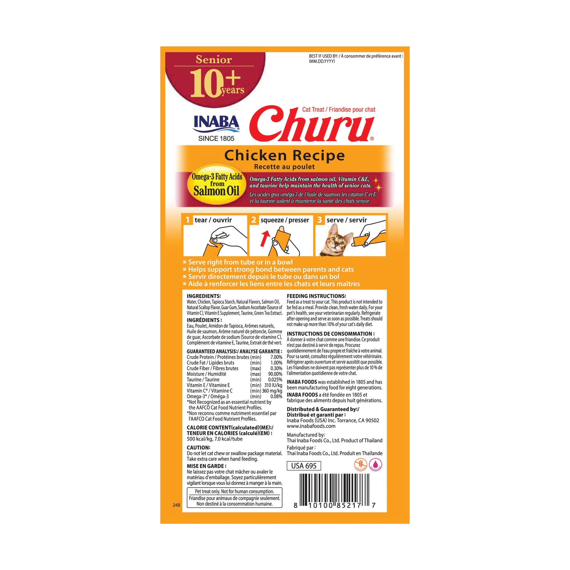 INABA Churu senior on plate topper use enhances hydration.