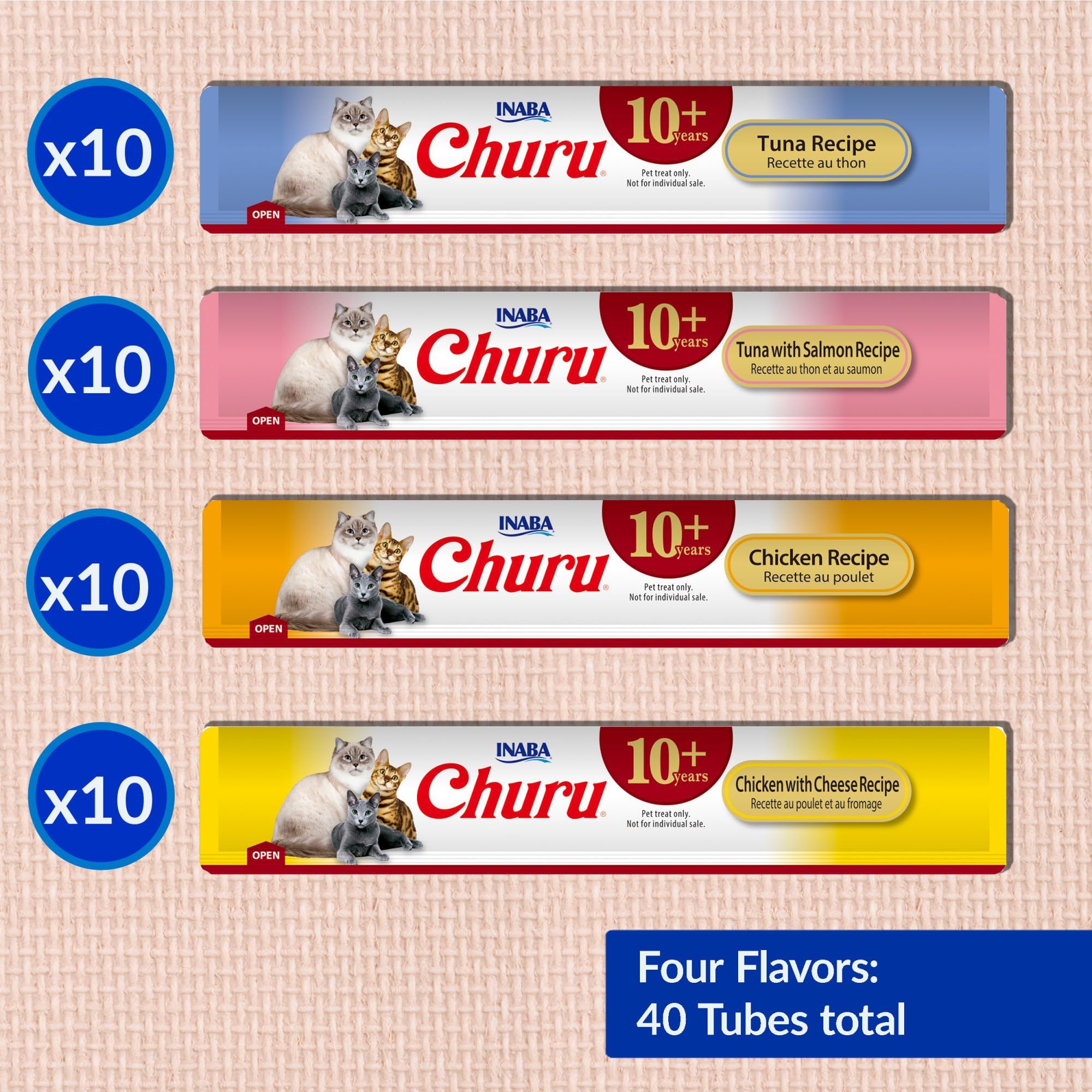 INABA Churu Senior with salmon oil; omega-3 for brain and coat.