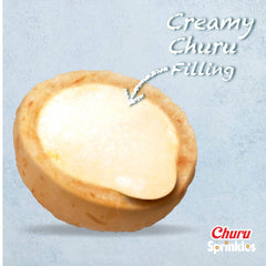 Creamy Churu filling and bonito shell close-up.