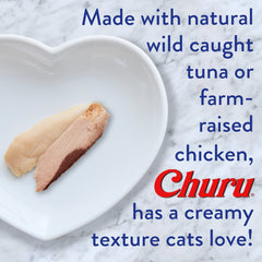 INABA Churu with taurine and vitamin E, ingredients highlighted for cat wellness.