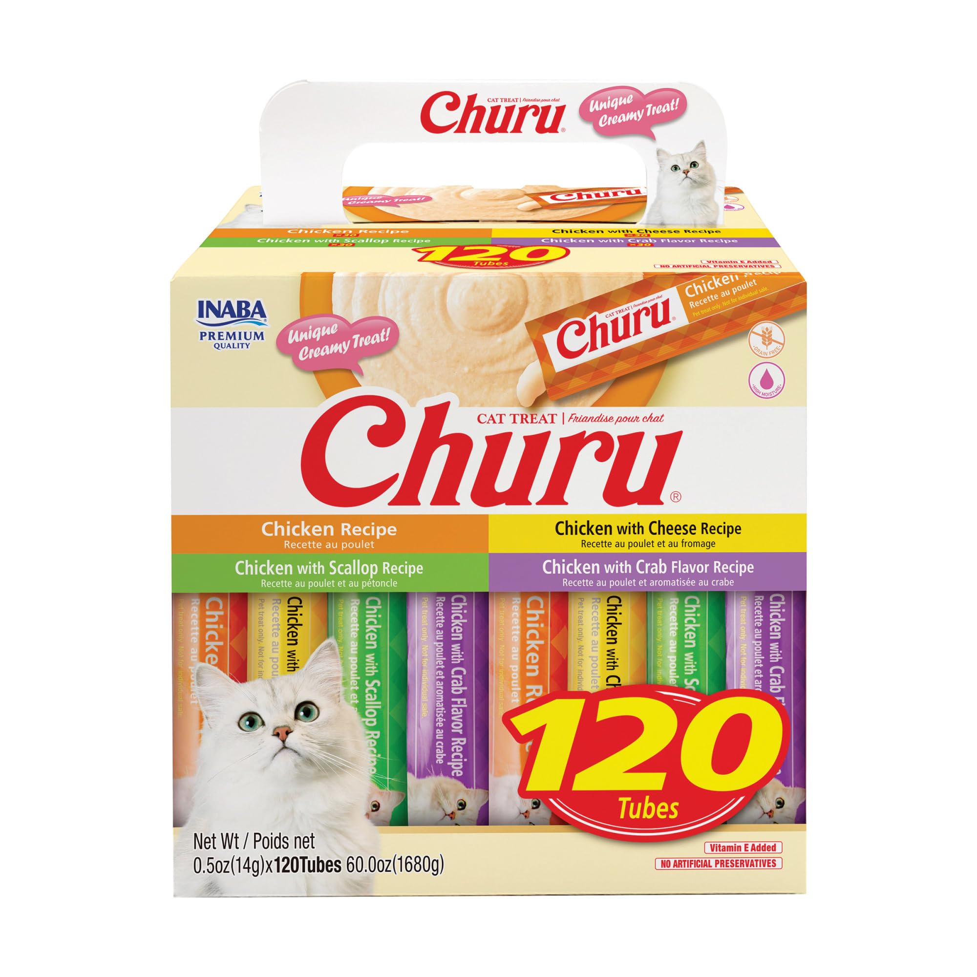 INABA Churu chicken tube offers lickable purée for easy hand-feeding.