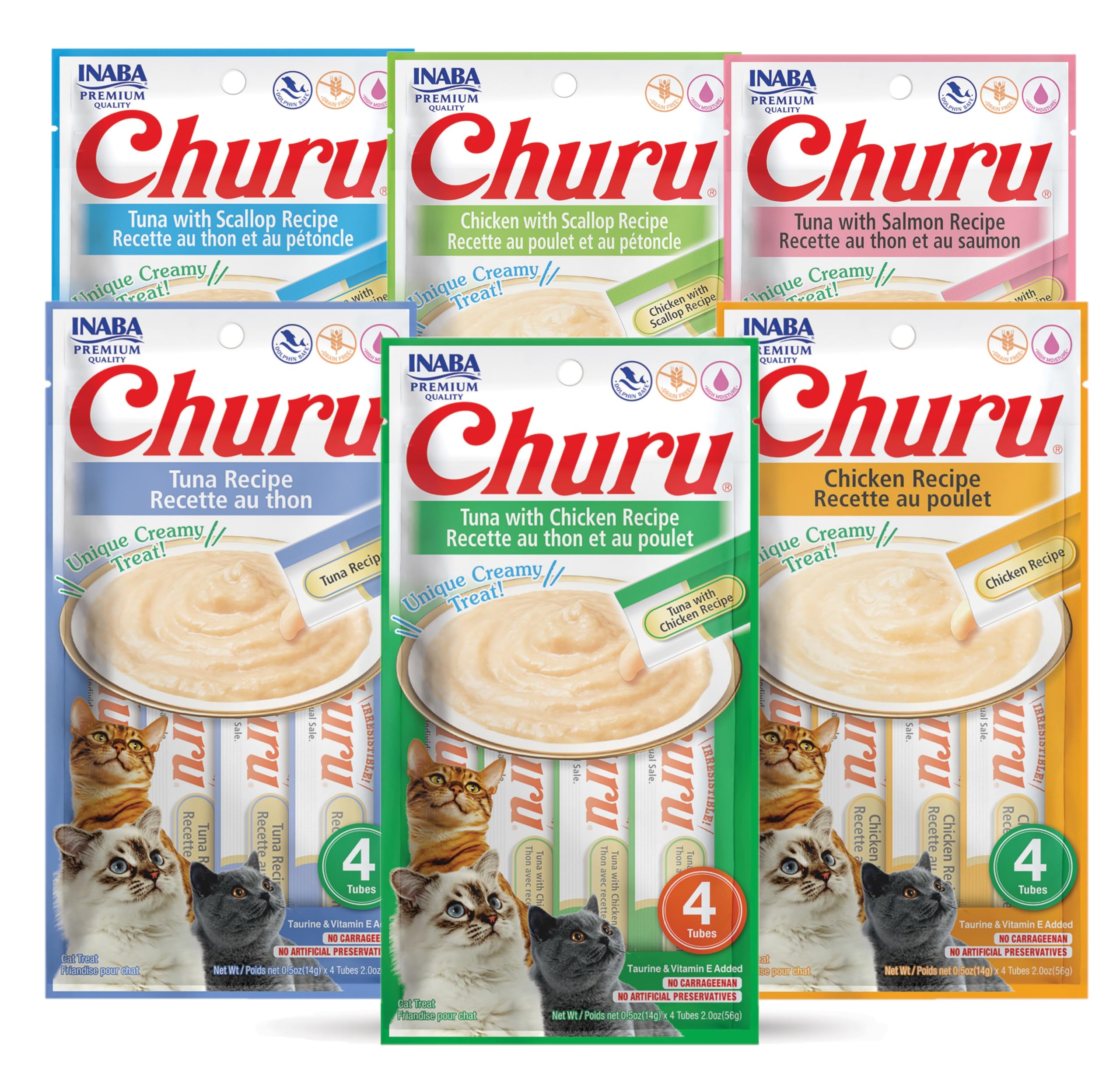Inaba Churu tube close-up with creamy purée ideal for hand feeding and hydration.