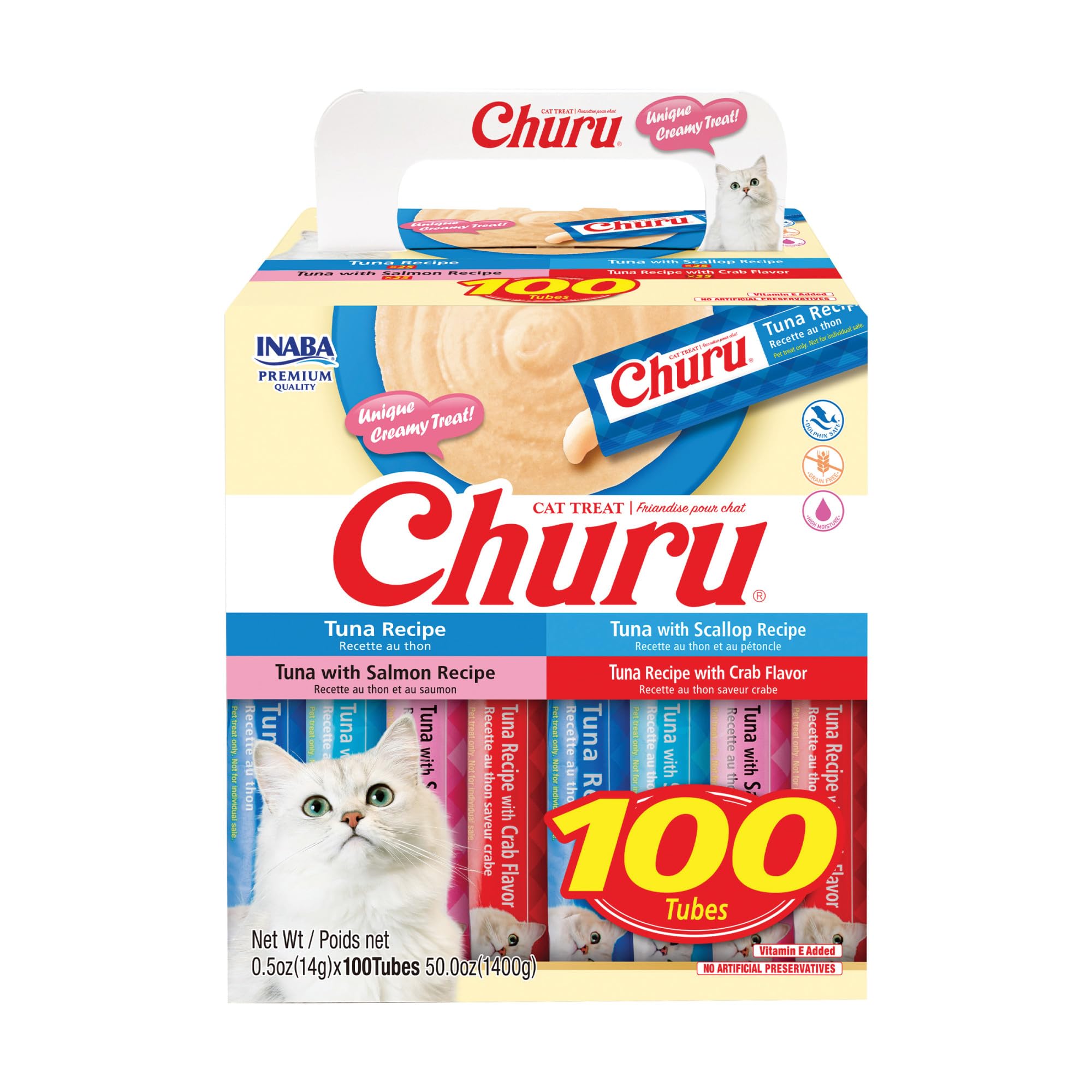 INABA Churu tuna-tube closeup shows creamy texture for a hydrating, low-calorie snack.